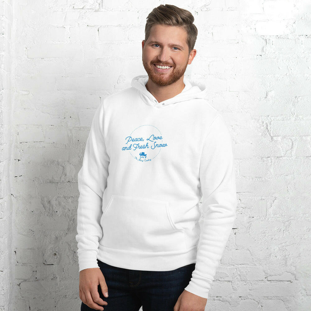 Unisex hoodie Peace, Love and Fresh Snow
