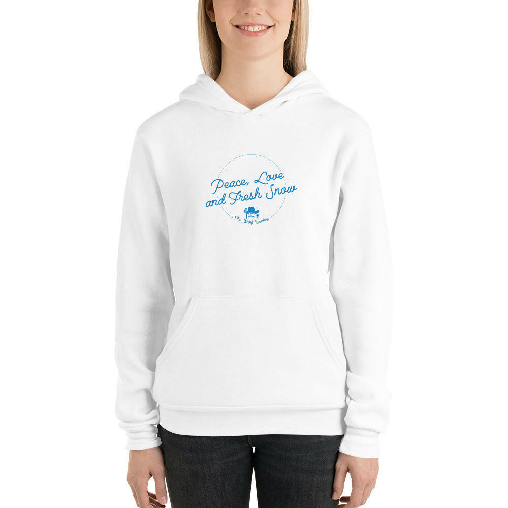 Unisex hoodie Peace, Love and Fresh Snow