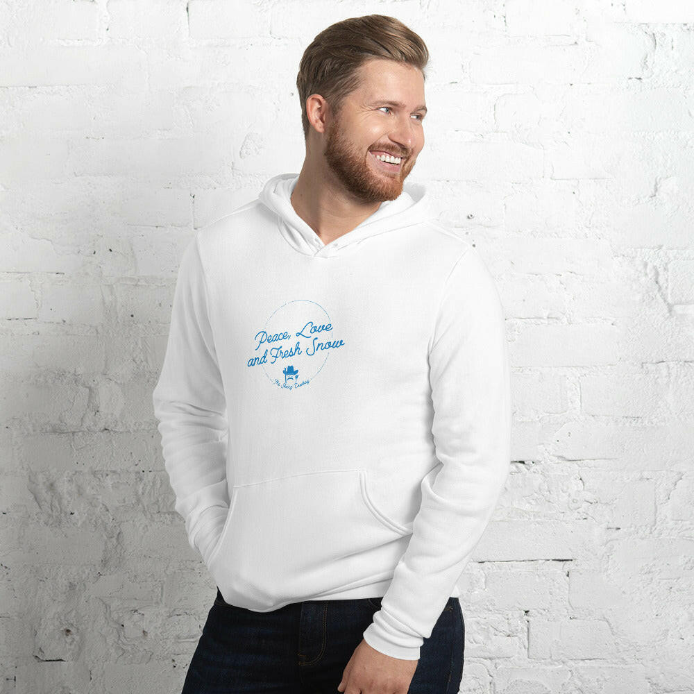 Unisex hoodie Peace, Love and Fresh Snow