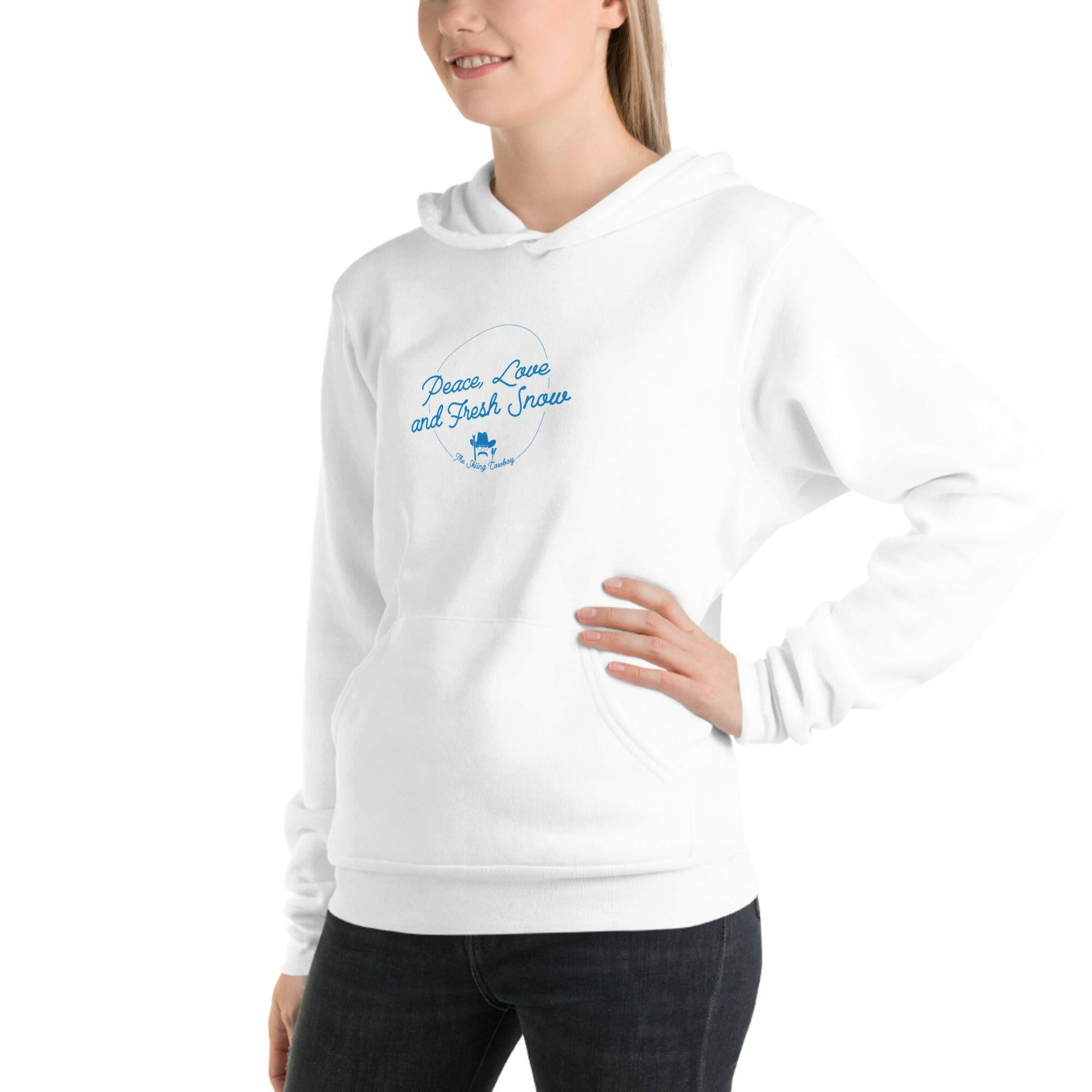 Unisex hoodie Peace, Love and Fresh Snow