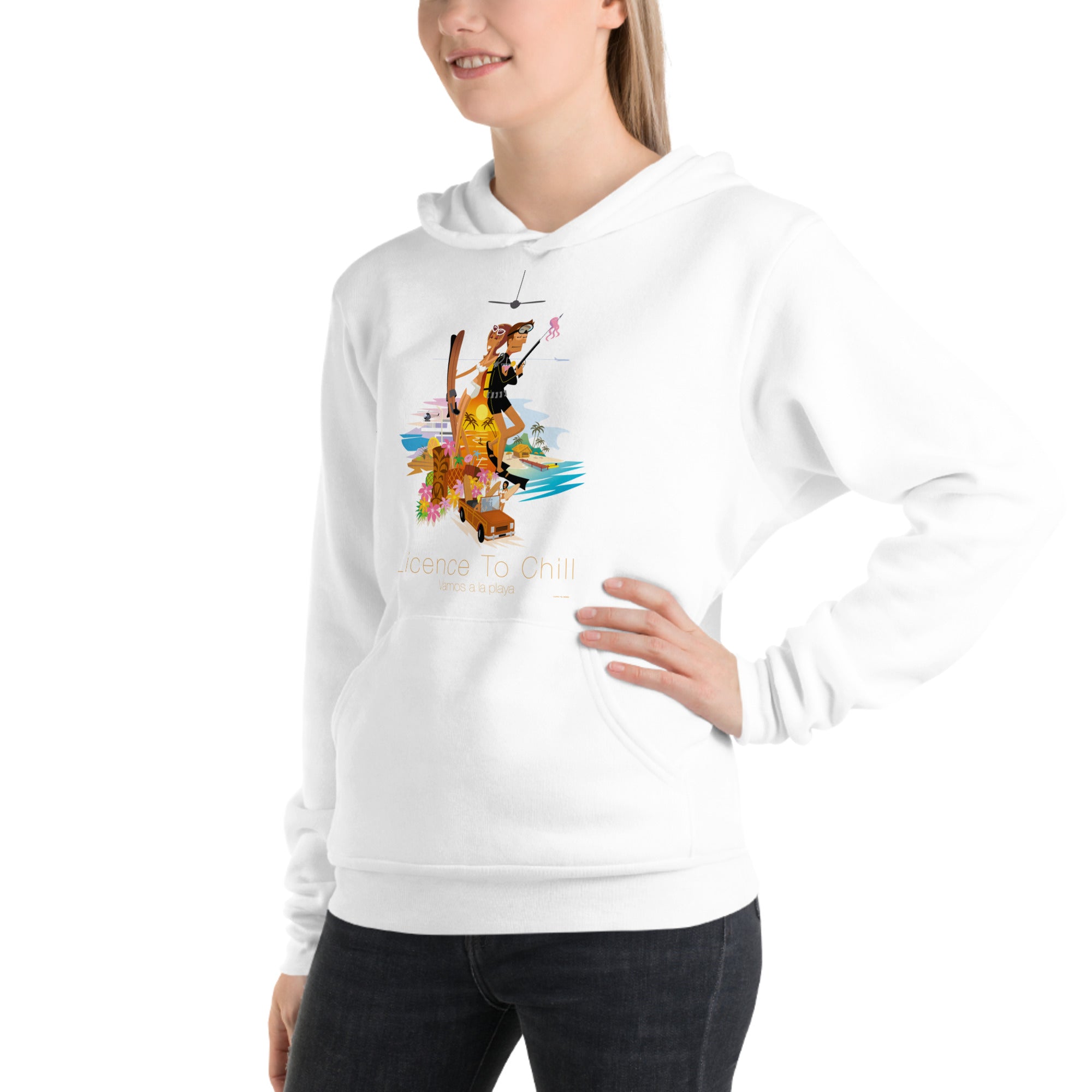 Sweat à capuche unisexe doublé polaire License to Chill Vamos a la Playa