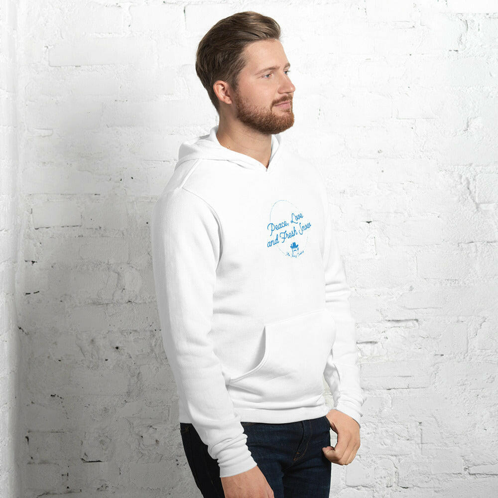 Unisex hoodie Peace, Love and Fresh Snow