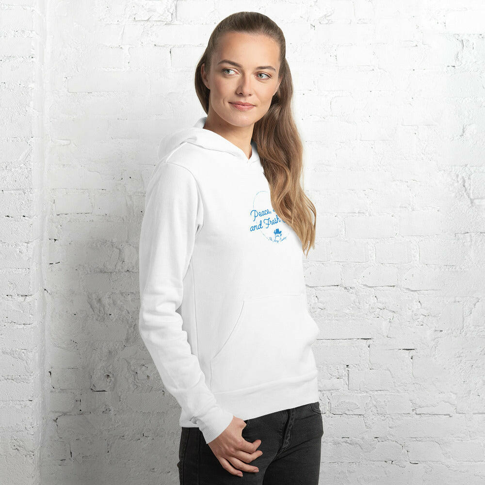 Unisex hoodie Peace, Love and Fresh Snow