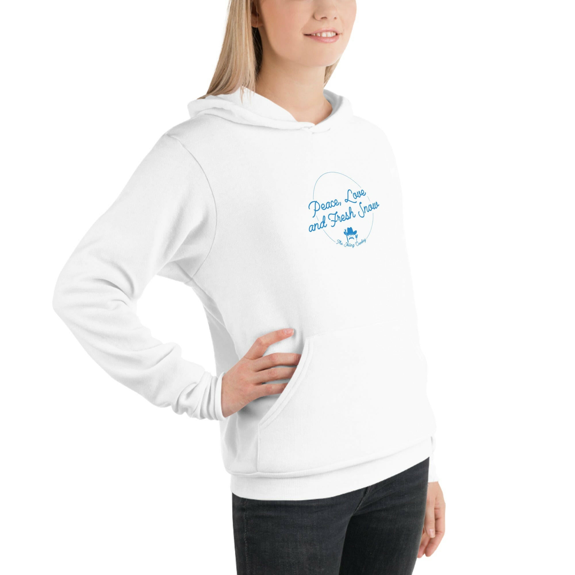 Unisex hoodie Peace, Love and Fresh Snow