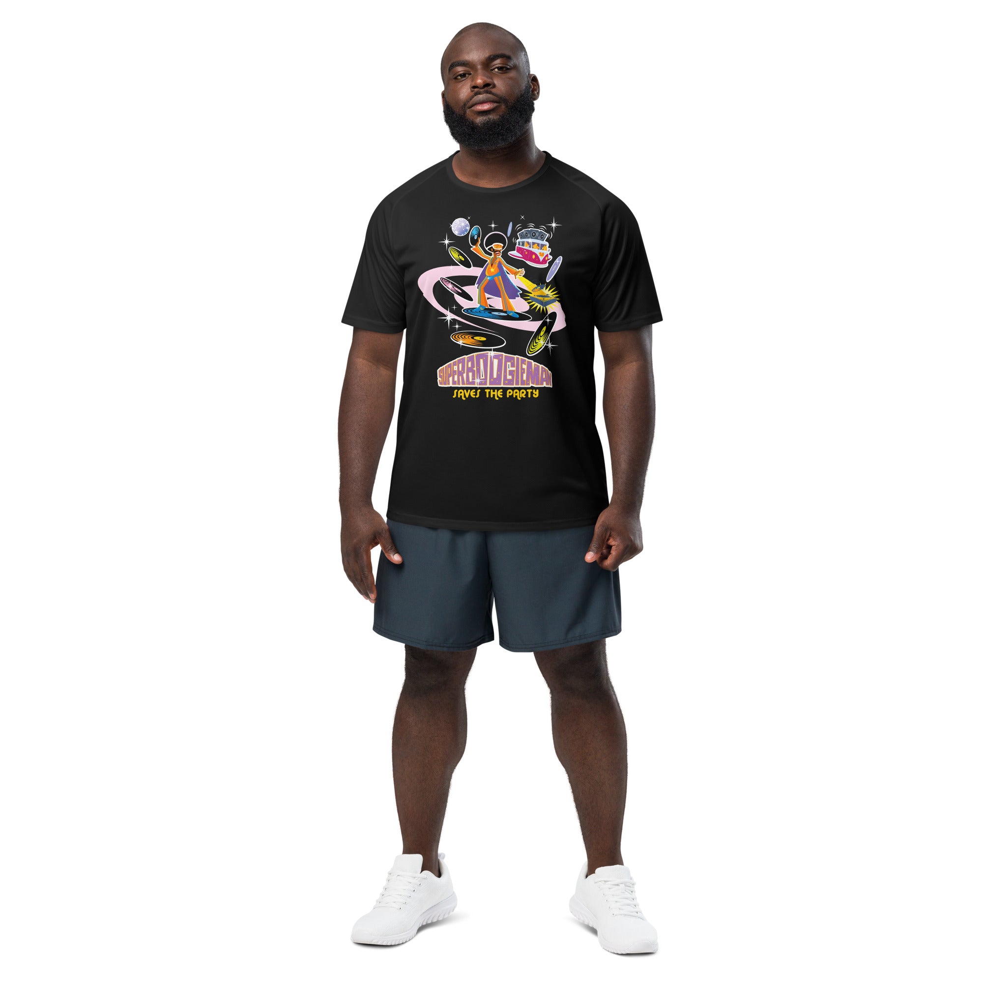 Unisex sports jersey Superboogieman Saves the Party