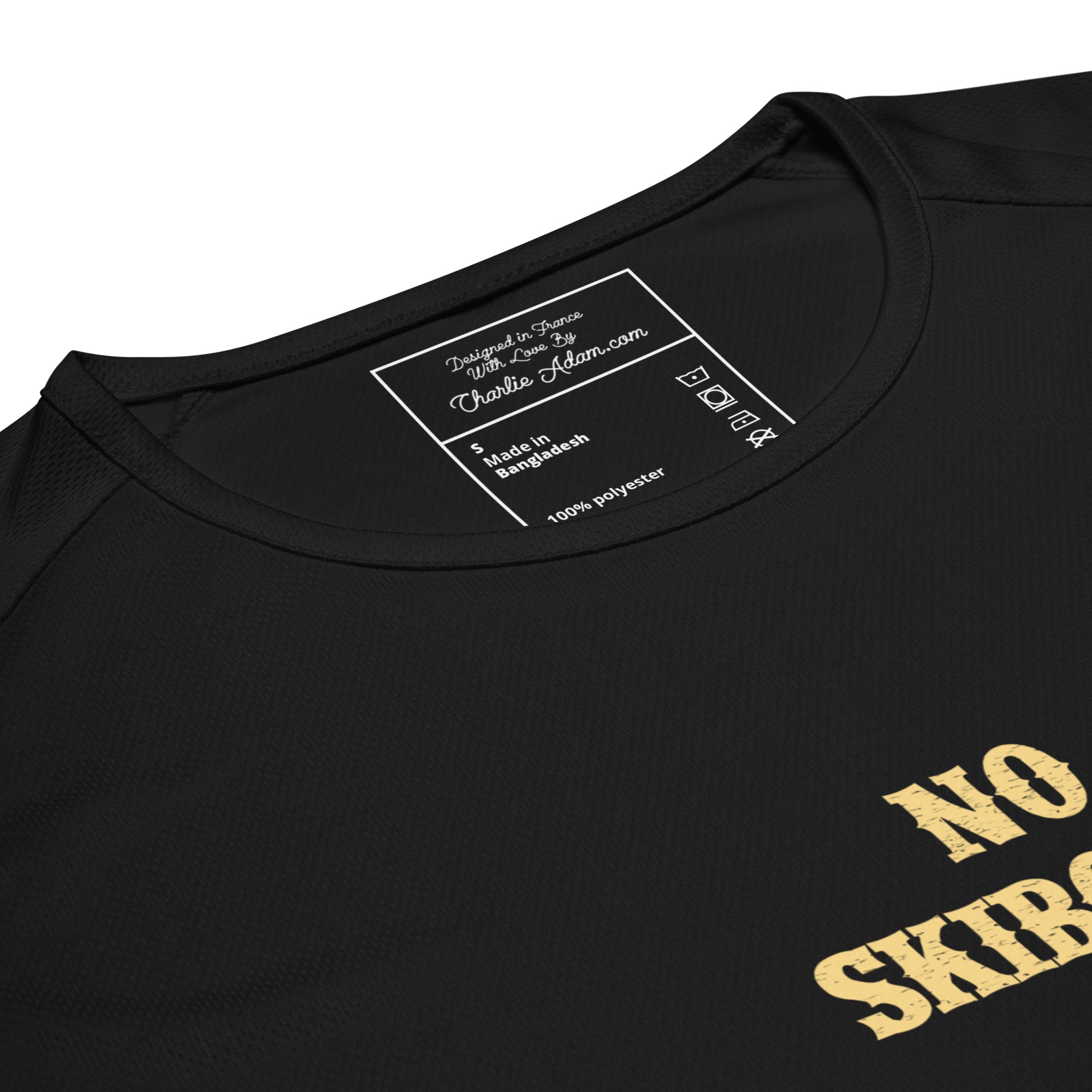 T-shirts de sport respirant No Skiboots on Dancefloor sur fond sombre