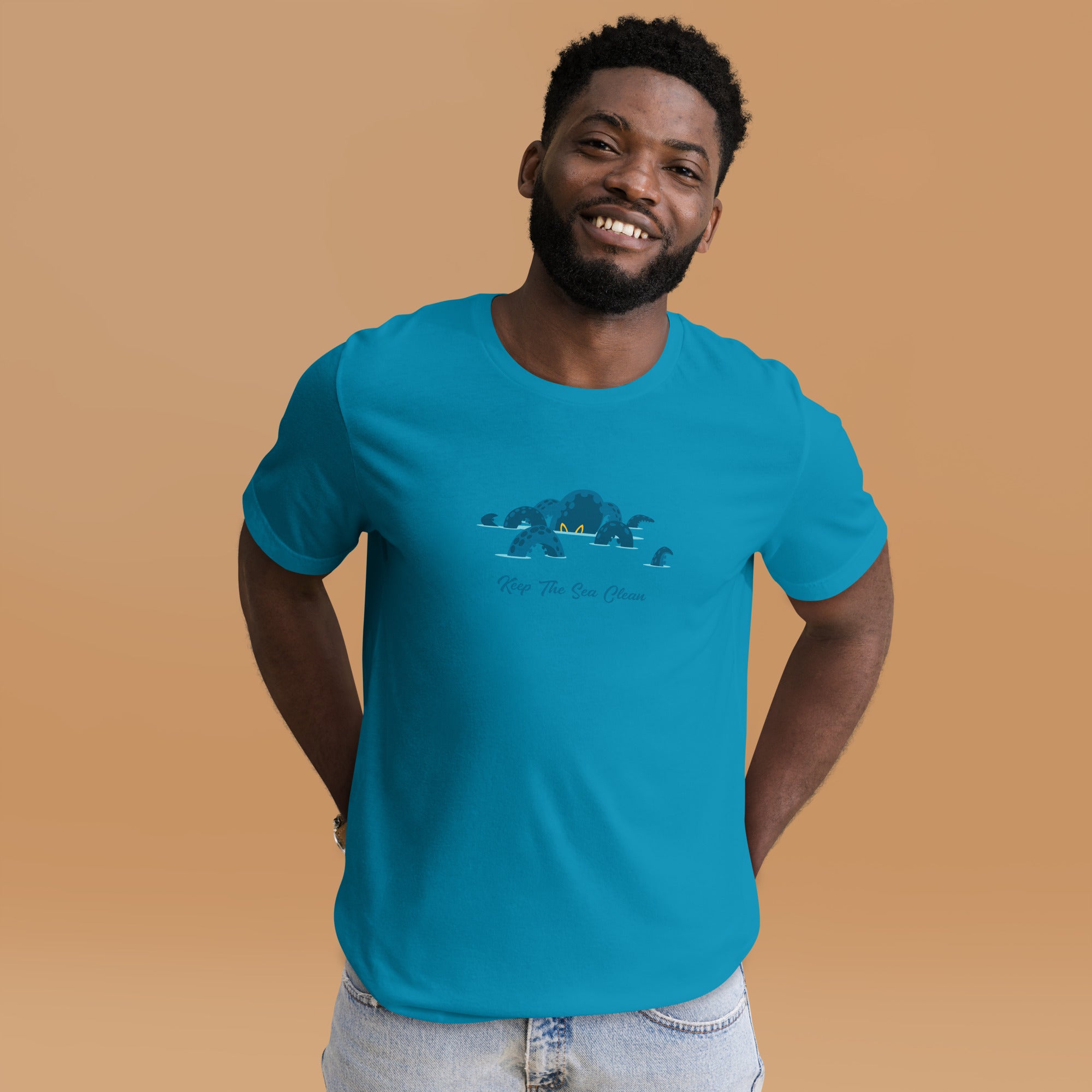T-shirt en coton unisexe Octopus Blue sur couleurs vives