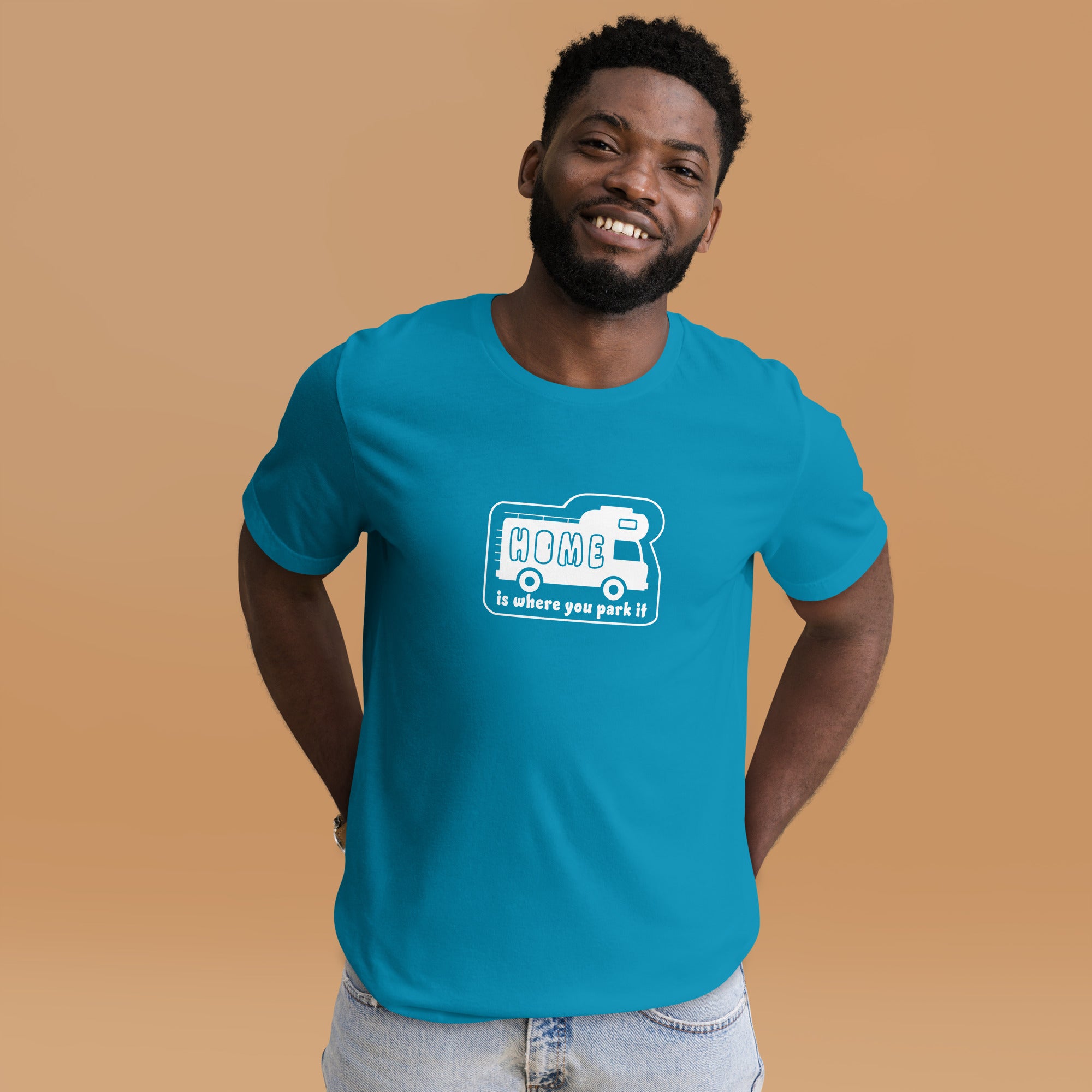 Unisex cotton t-shirt Bold Camper Van on bright colors