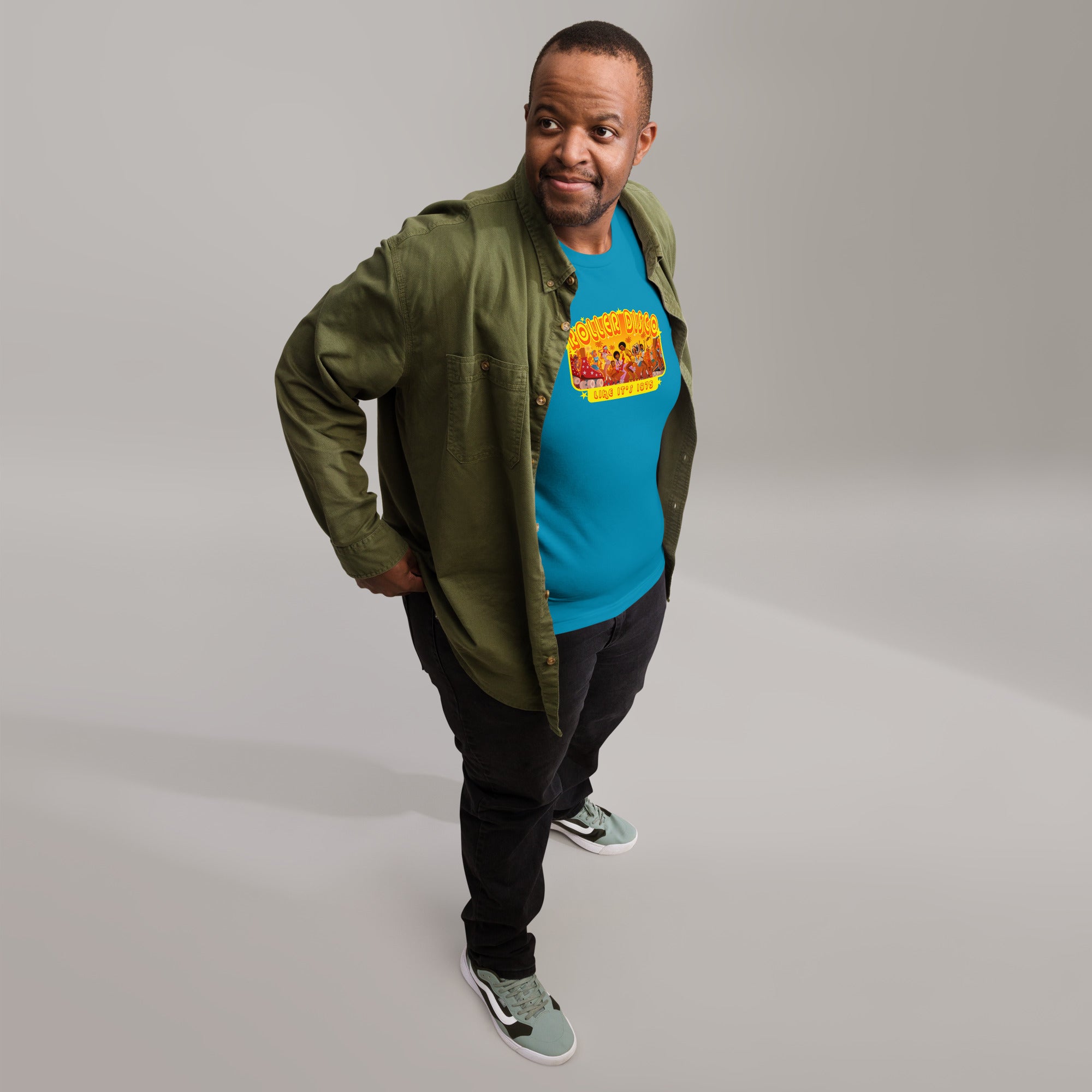 T-shirt en coton unisexe Roller Disco 1975 sur couleurs vives