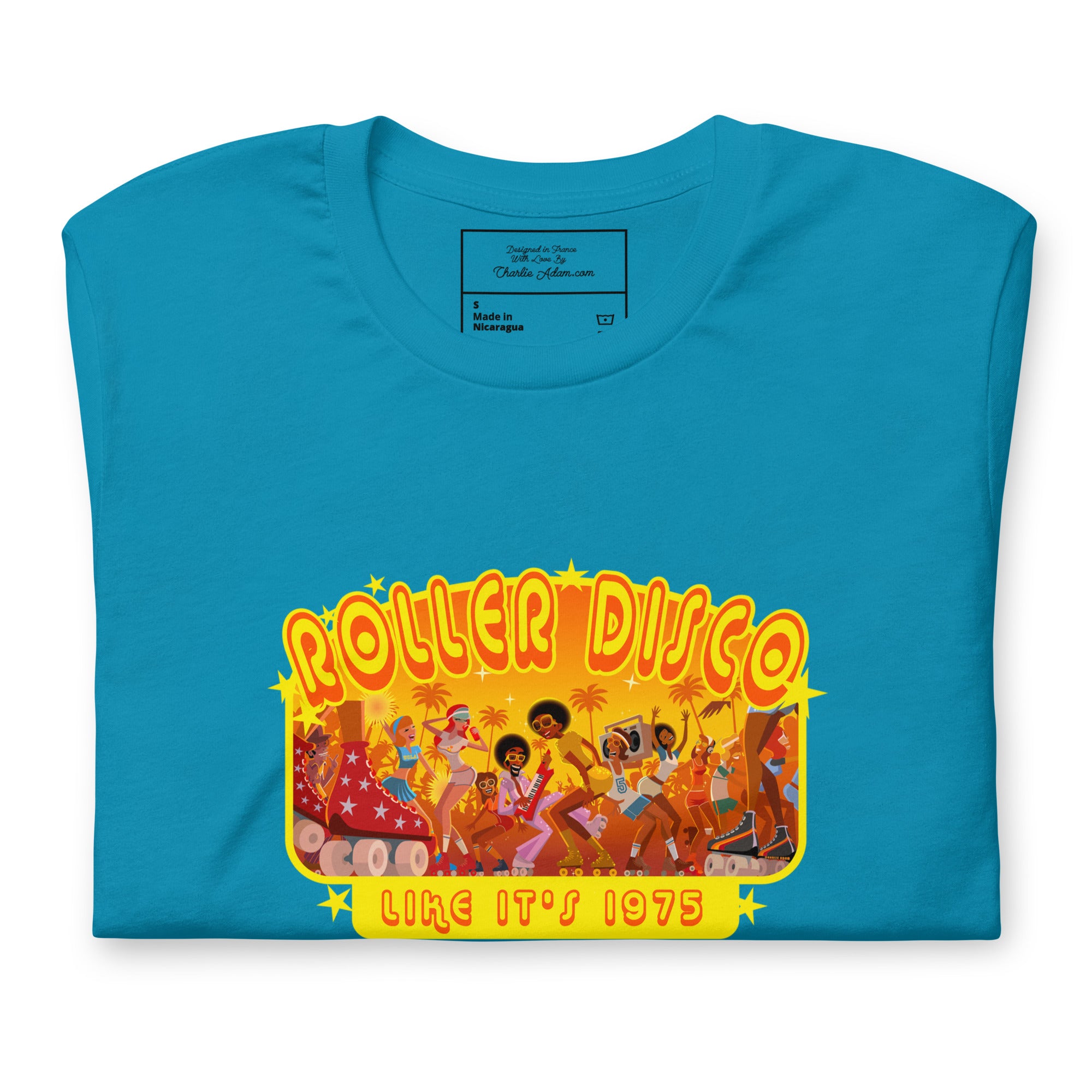 T-shirt en coton unisexe Roller Disco 1975 sur couleurs vives