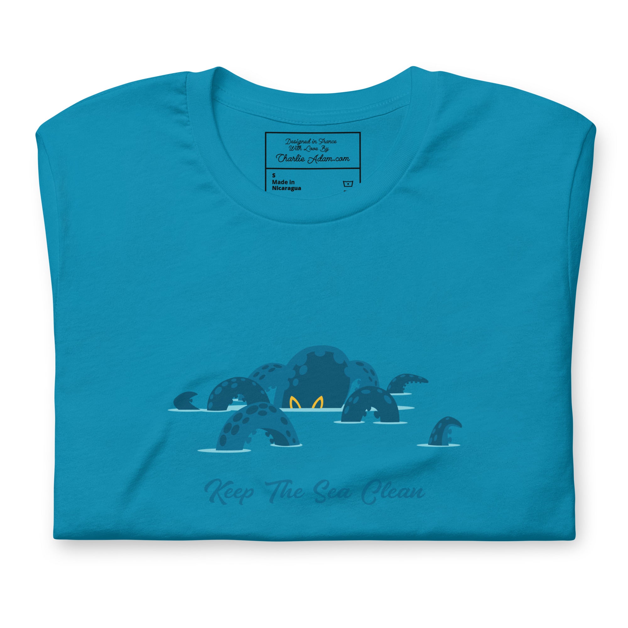 T-shirt en coton unisexe Octopus Blue sur couleurs vives