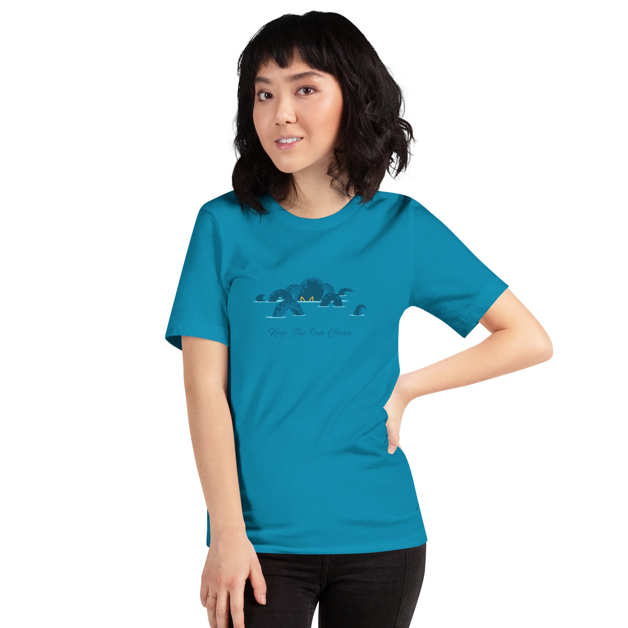 T-shirt en coton unisexe Octopus Blue sur couleurs vives