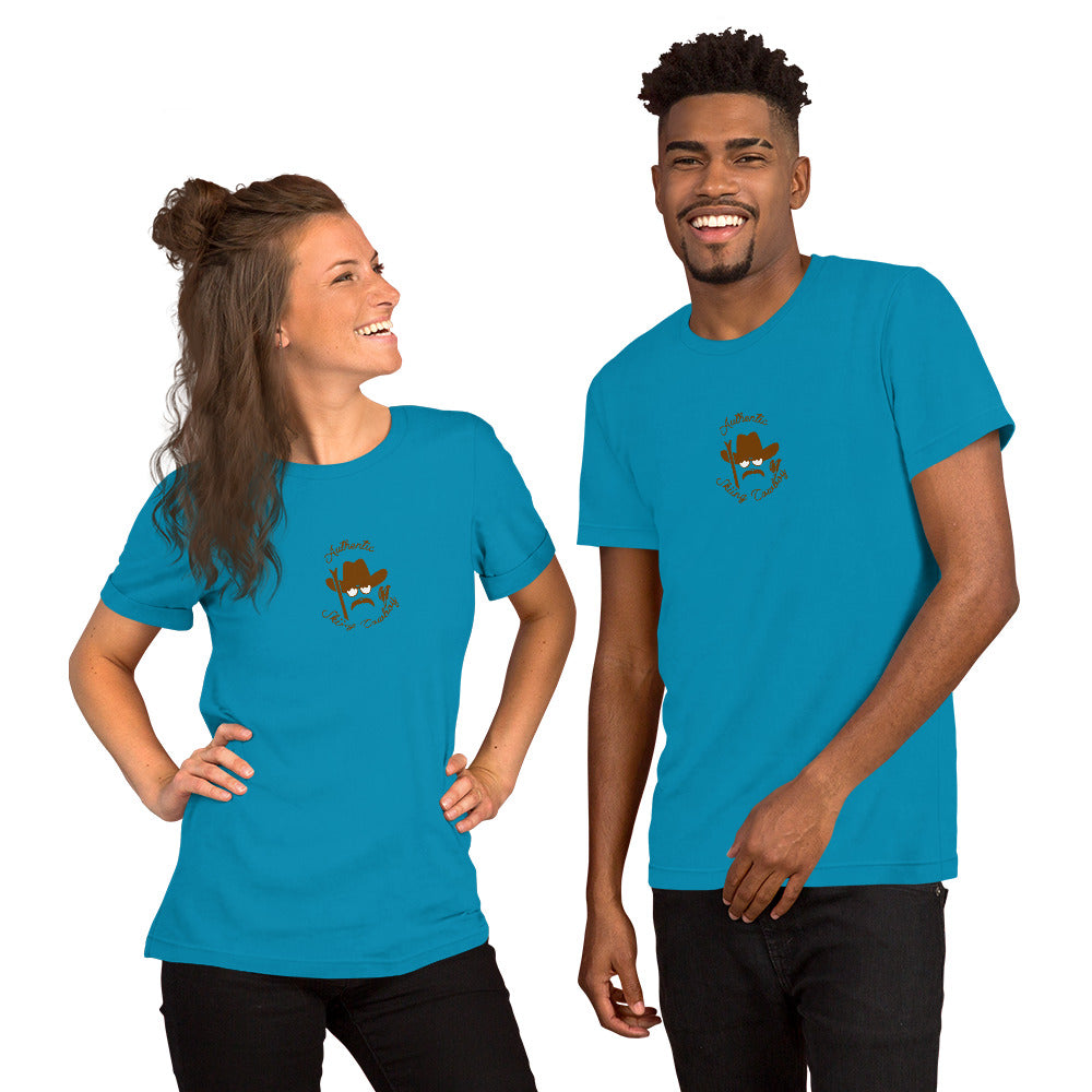 Unisex cotton t-shirt Authentic Skiing Cowboy on bright colors
