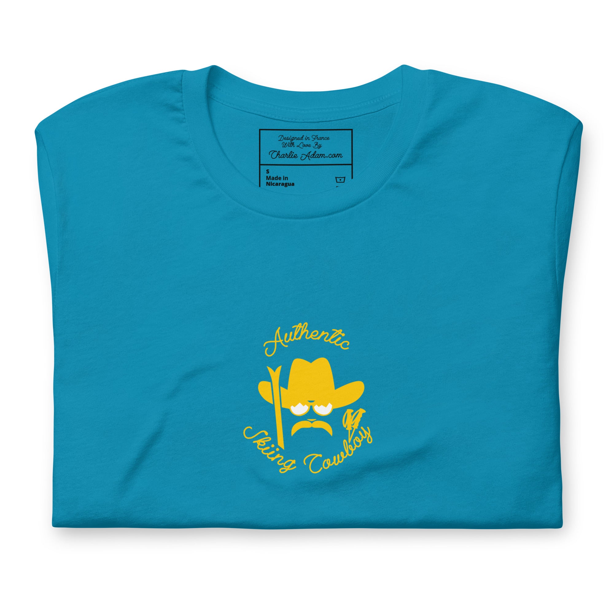 Unisex t-shirt Authentic Skiing Cowboy on bright colors