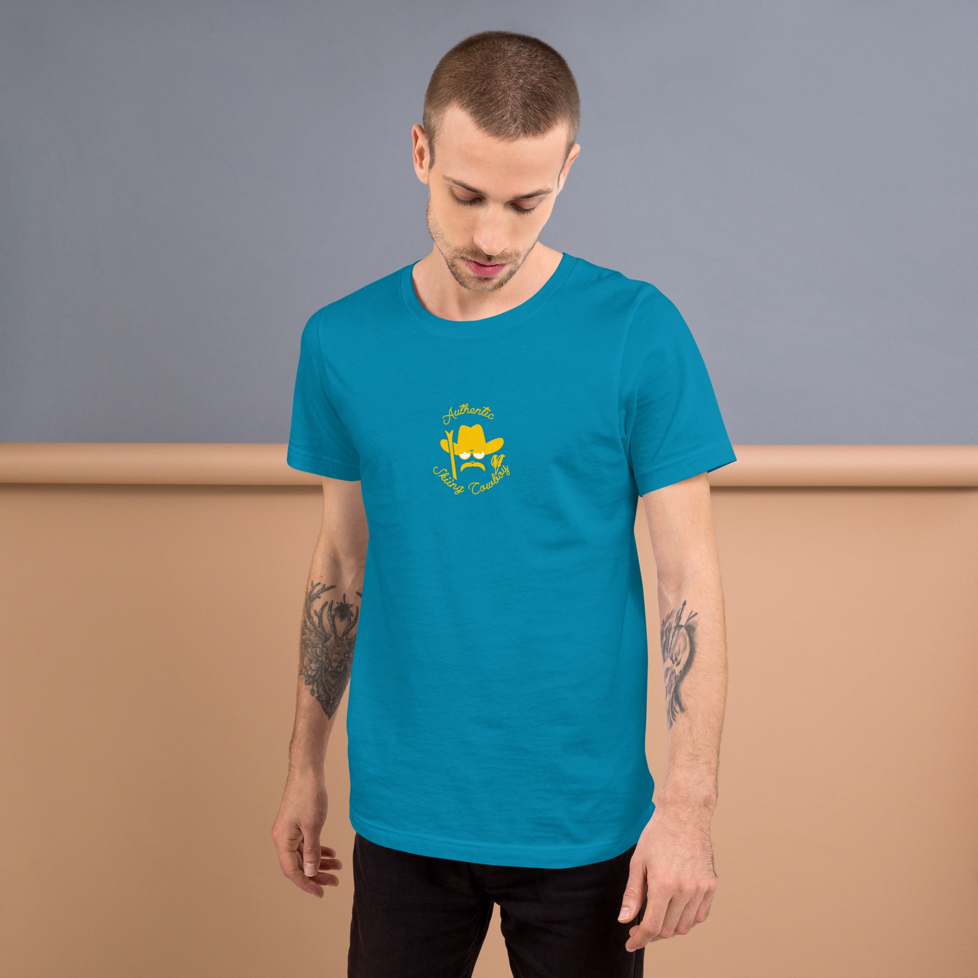 Unisex t-shirt Authentic Skiing Cowboy on bright colors