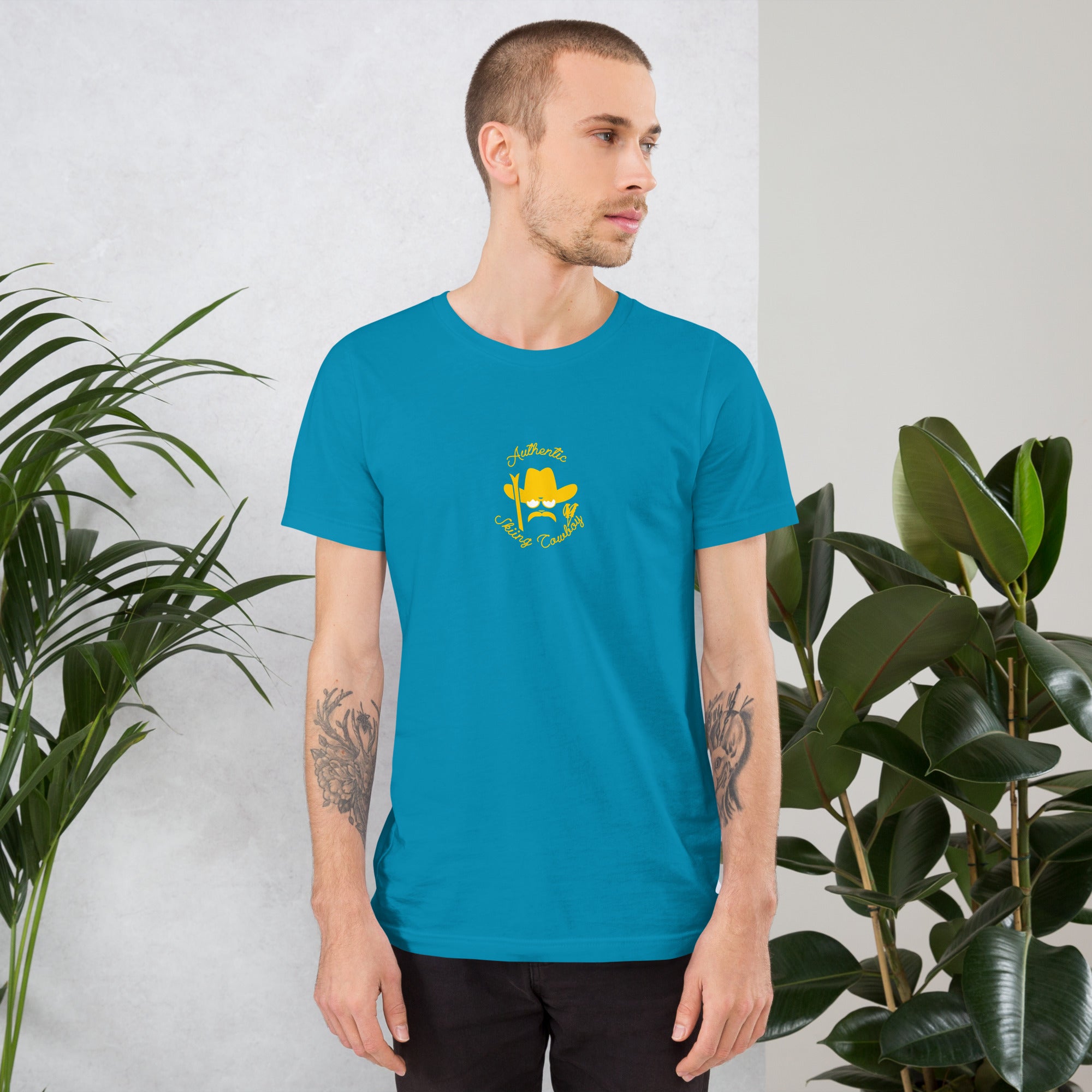 Unisex t-shirt Authentic Skiing Cowboy on bright colors