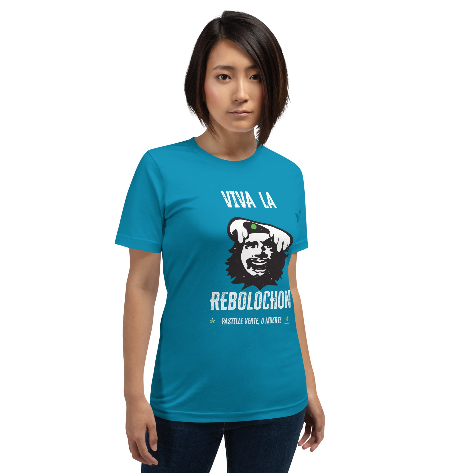 T-shirt en coton unisexe Viva la Rebolochon sur couleurs vives