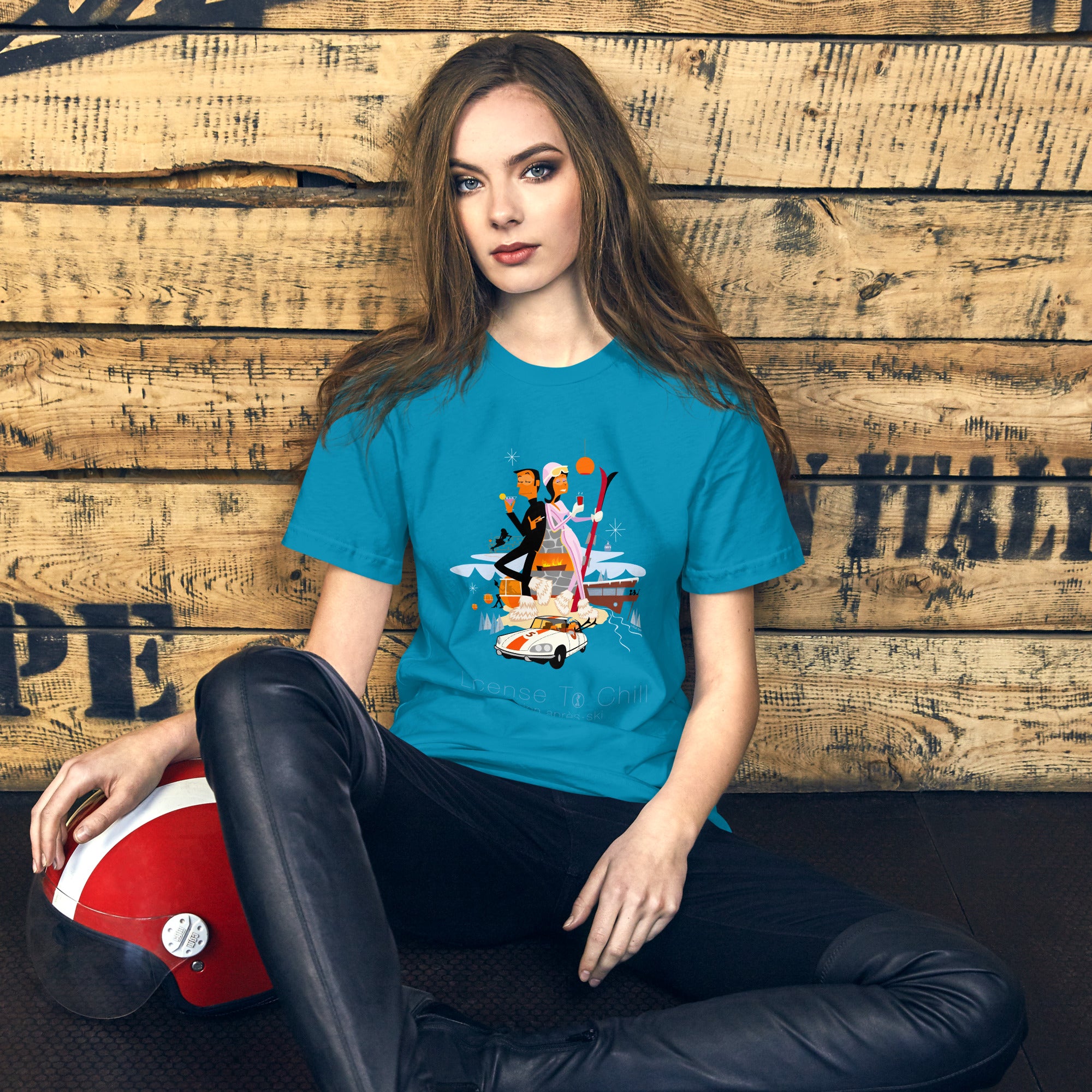Unisex cotton t-shirt License to Chill Mission Après-Ski on bright colors