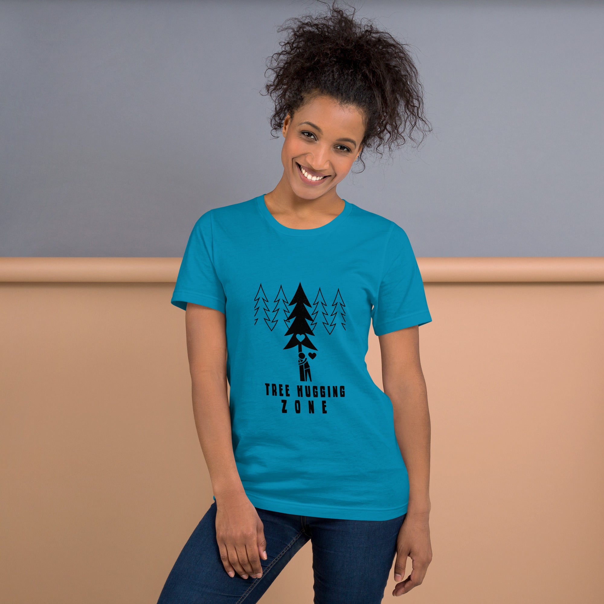 Unisex cotton t-shirt Tree hugging zone on bright colors