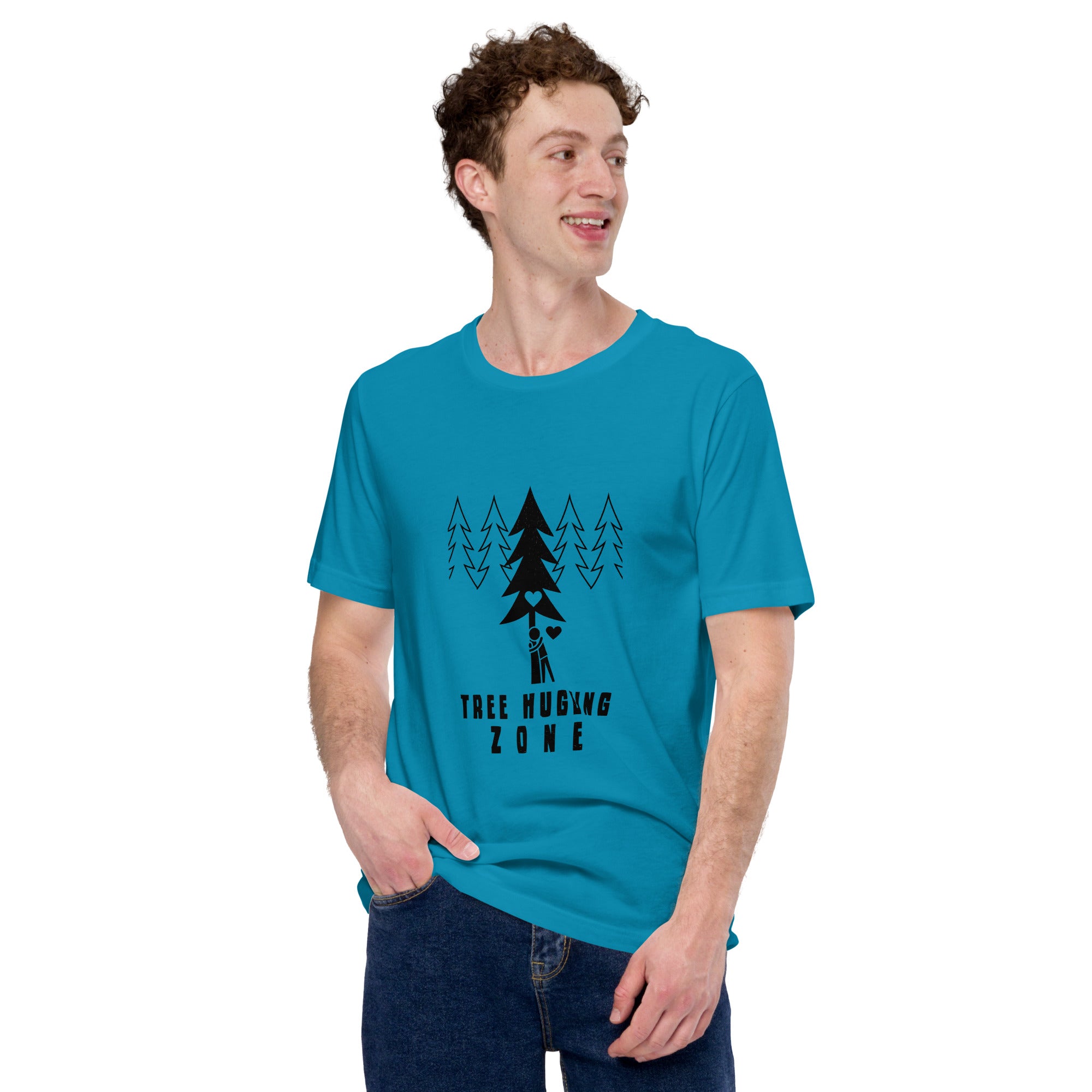 Unisex cotton t-shirt Tree hugging zone on bright colors