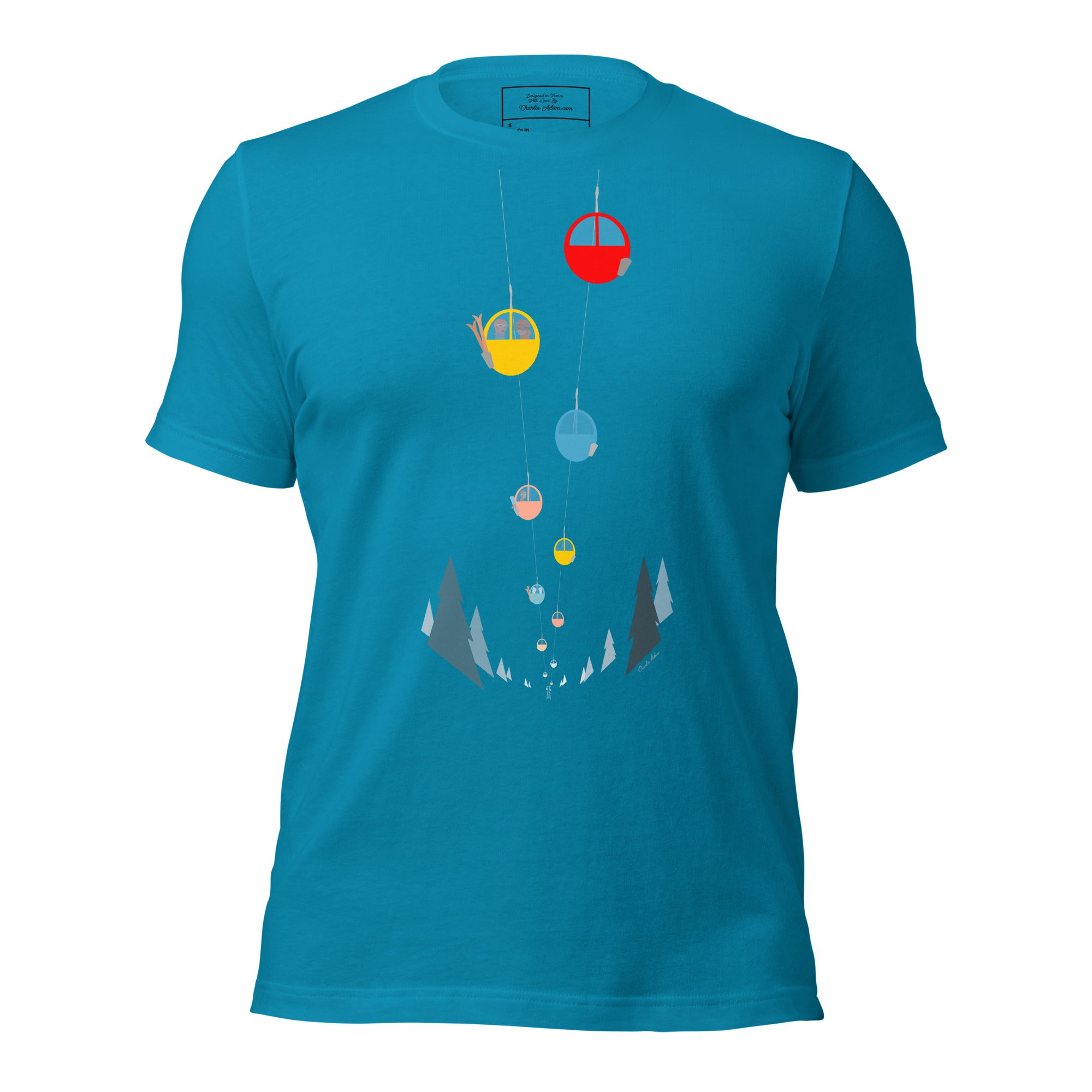 T-shirt en coton unisexe Gondolas in the mist sur couleurs vives