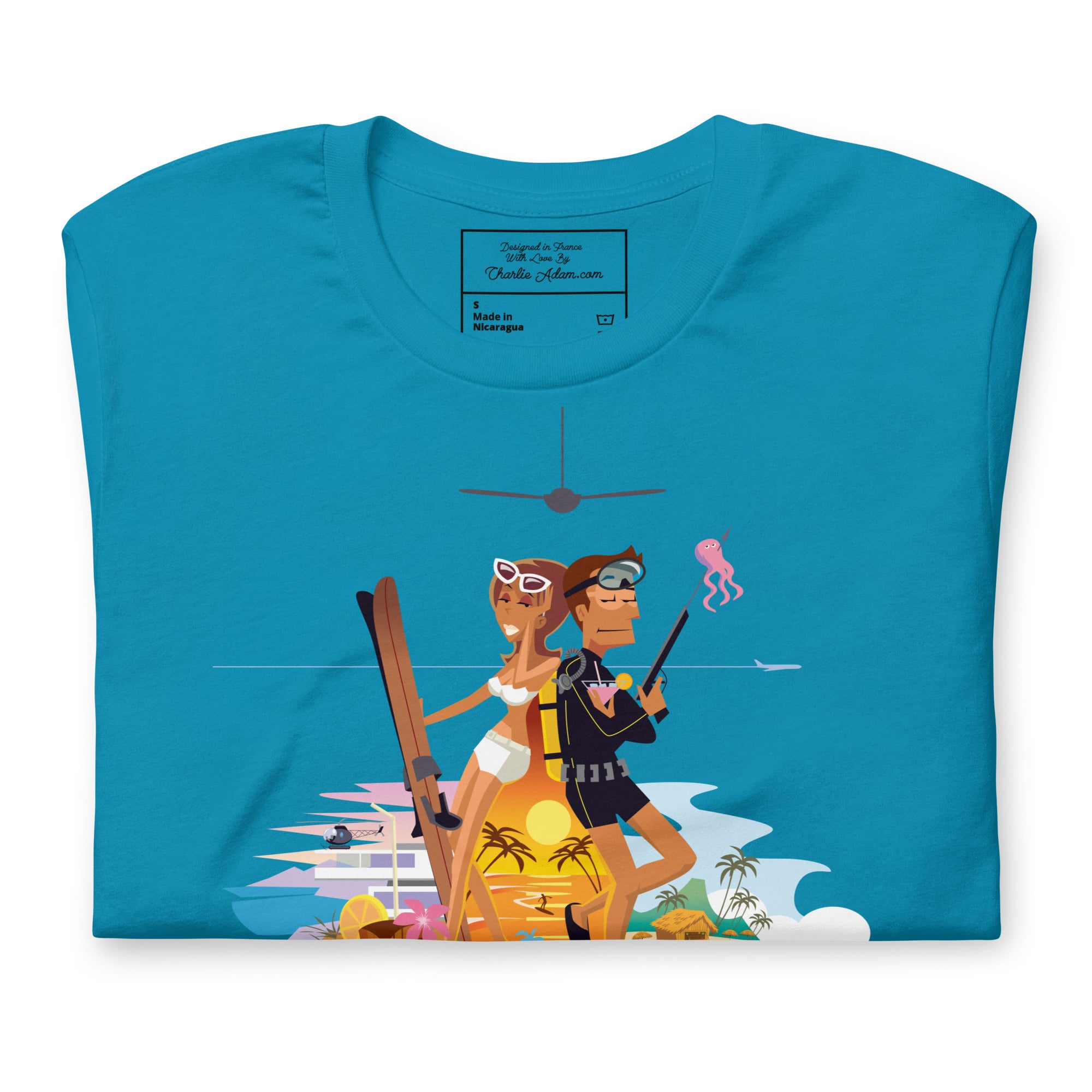 Unisex cotton t-shirt License to Chill Vamos a la Playa on bright colors