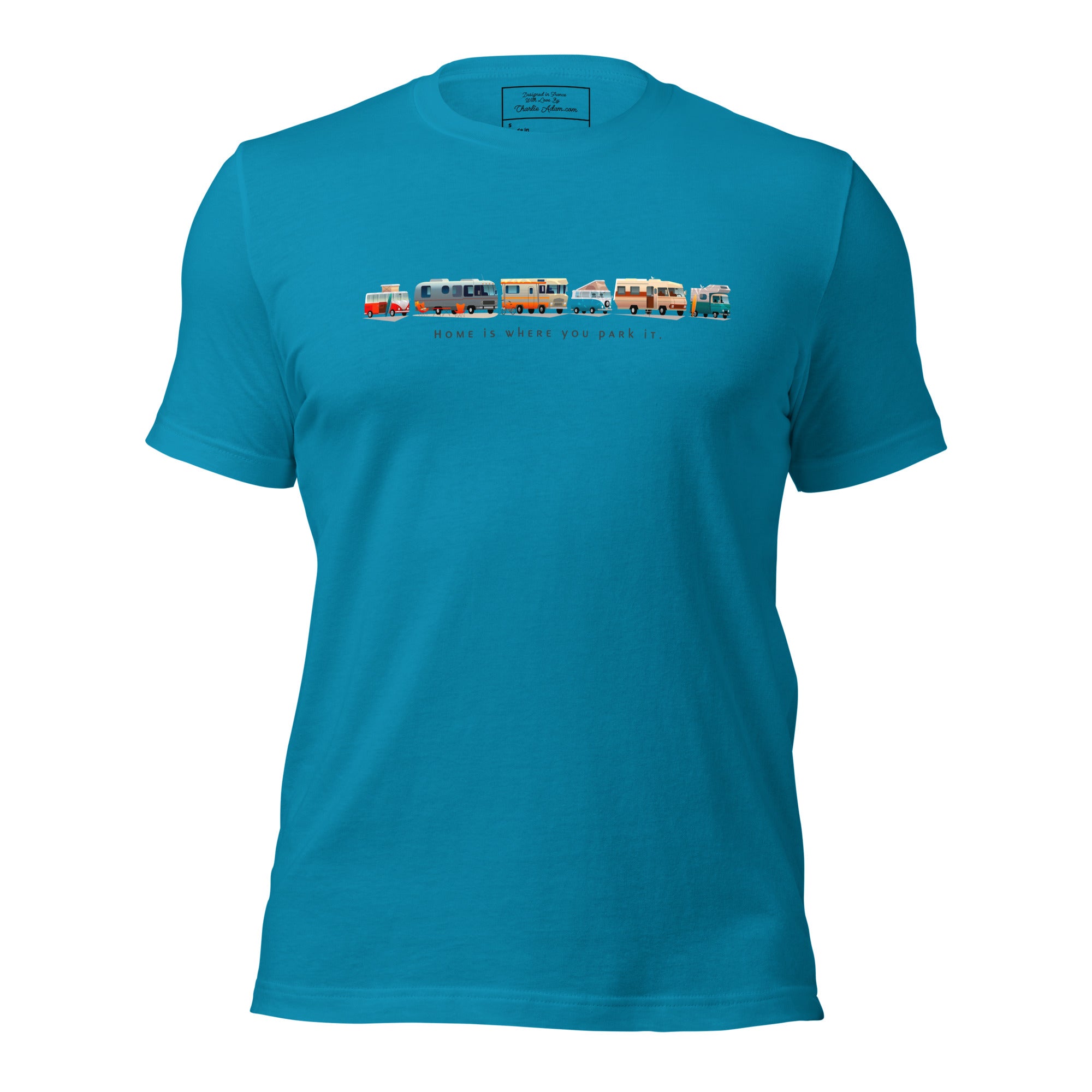 Unisex cotton t-shirt Vintage Campers on bright colors