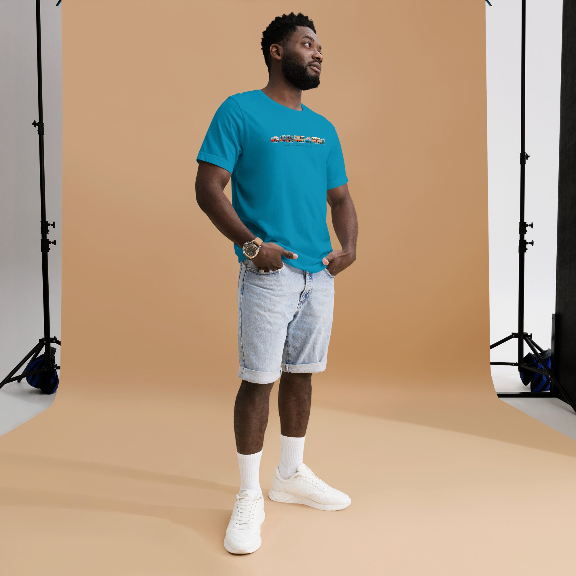 Unisex cotton t-shirt Vintage Campers on bright colors