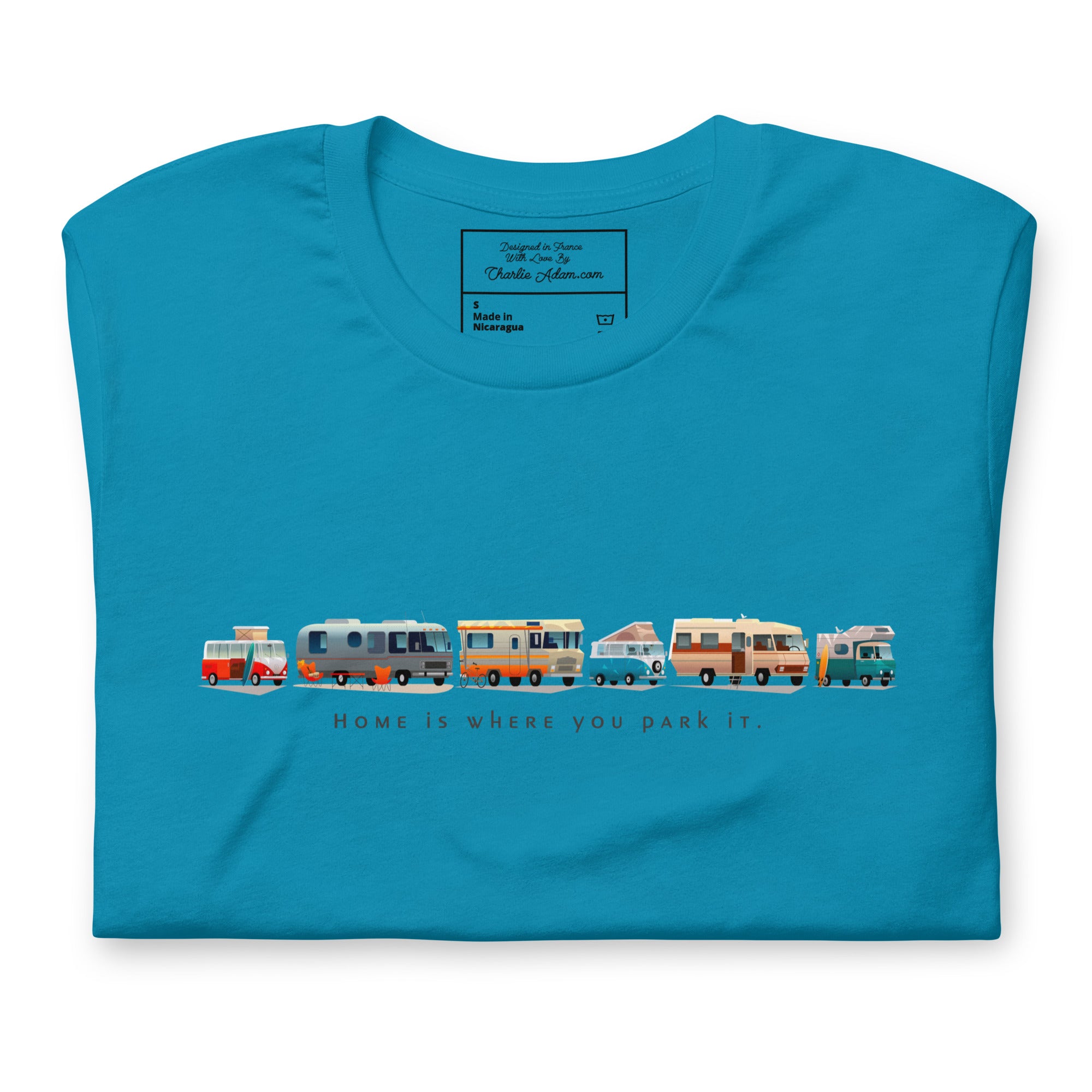 Unisex cotton t-shirt Vintage Campers on bright colors