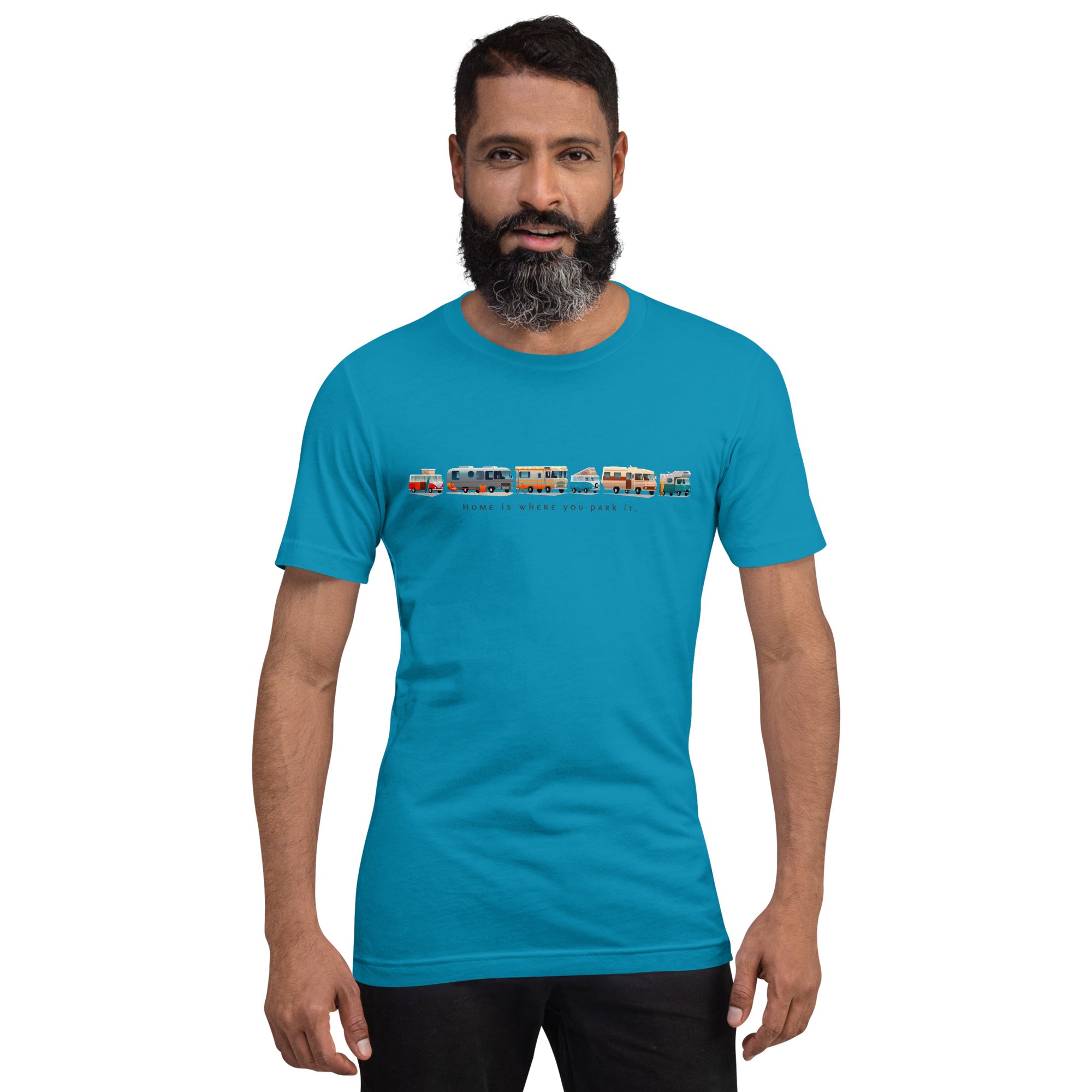 Unisex cotton t-shirt Vintage Campers on bright colors