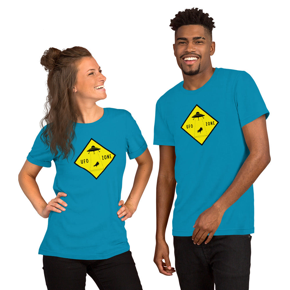 Unisex cotton t-shirt UFO Zone on bright colors