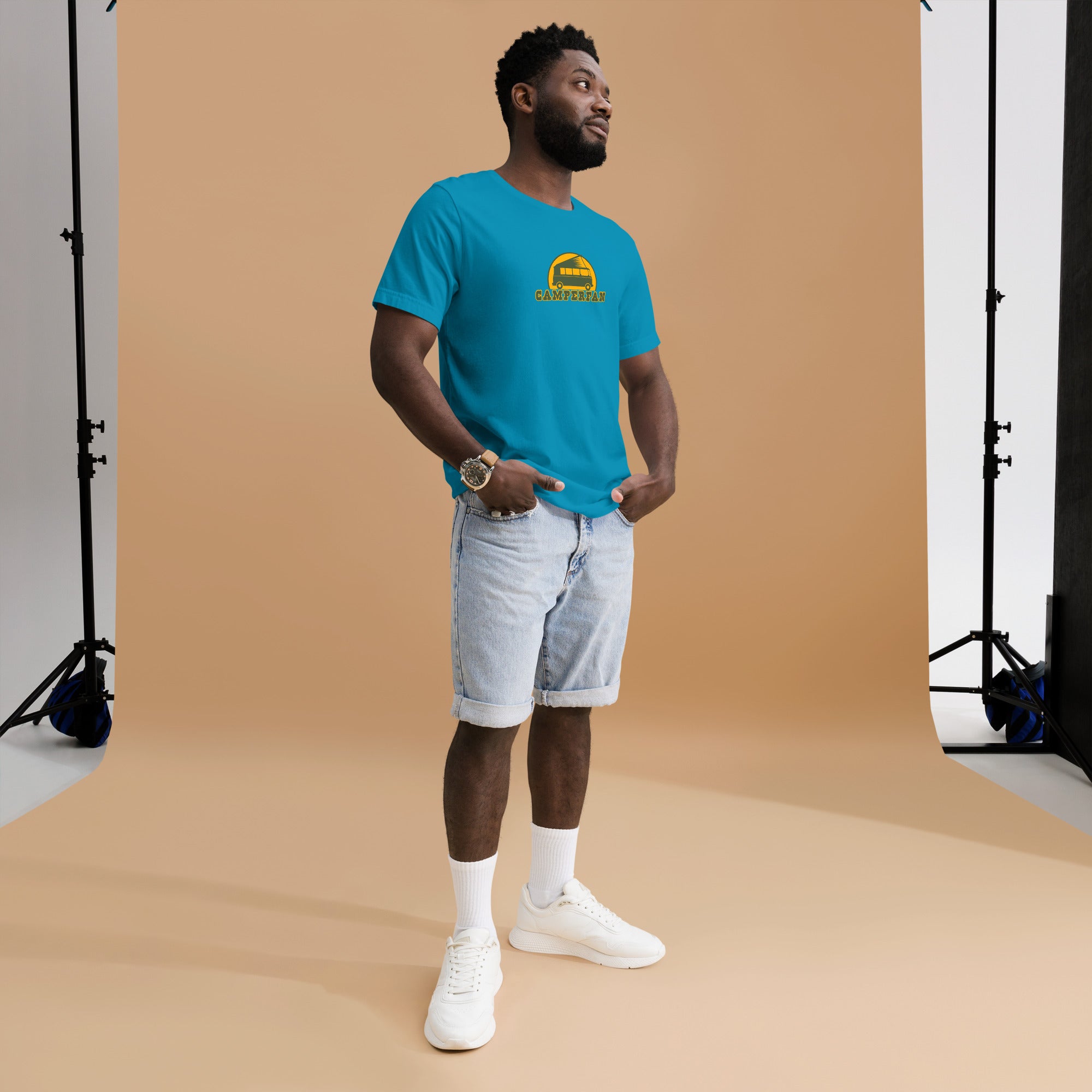 Unisex cotton t-shirt Camperfan on bright colors