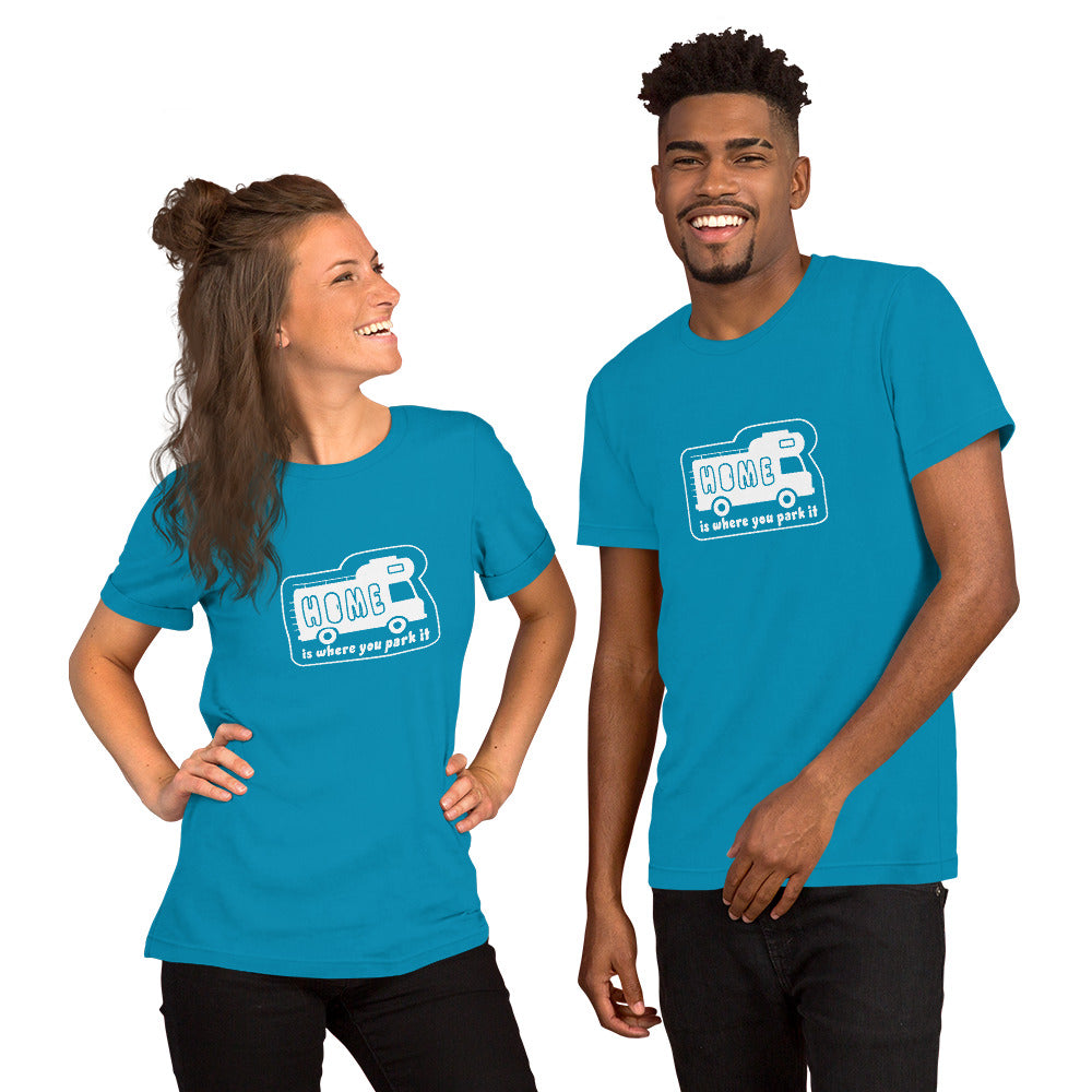 Unisex cotton t-shirt Bold Camper Van on bright colors