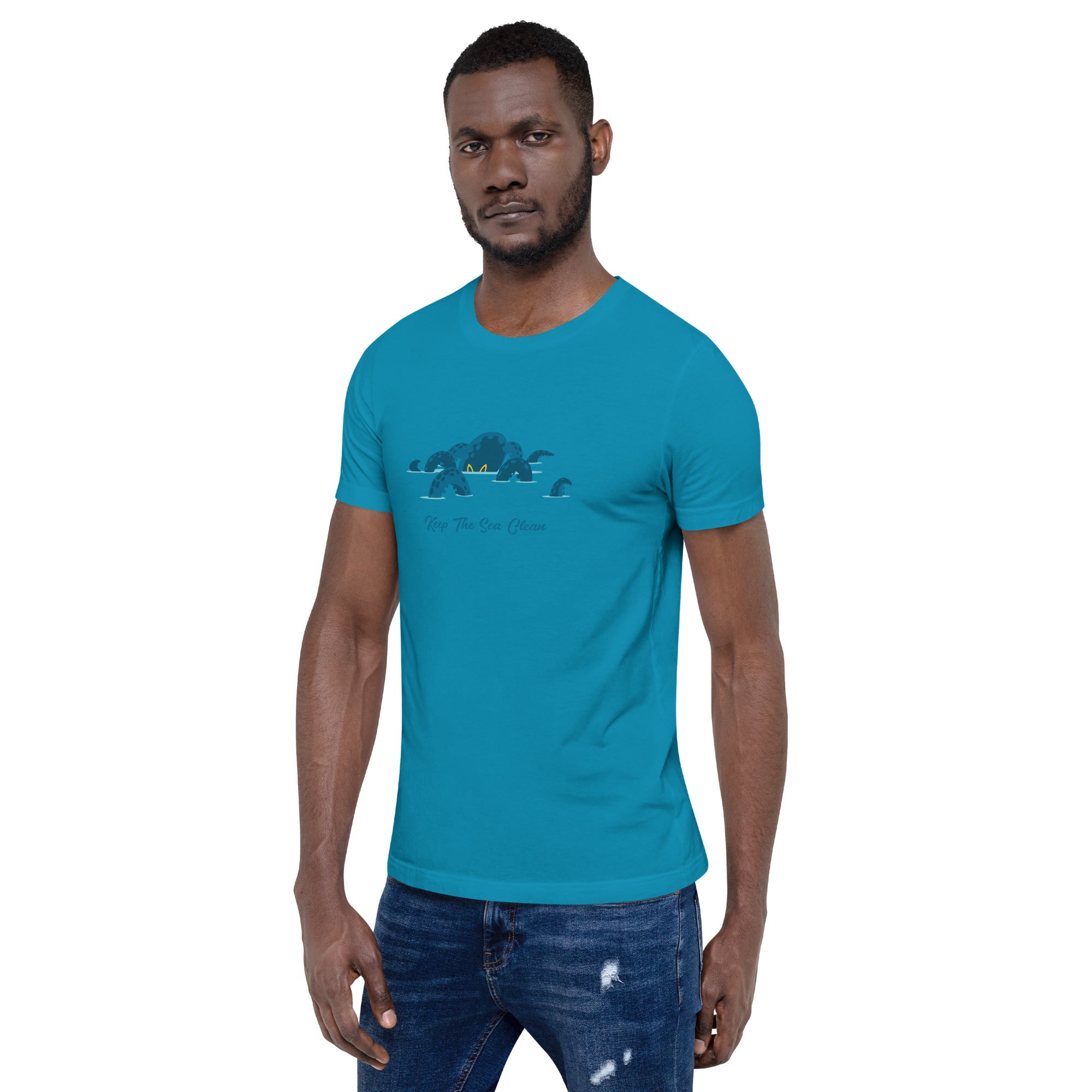 T-shirt en coton unisexe Octopus Blue sur couleurs vives