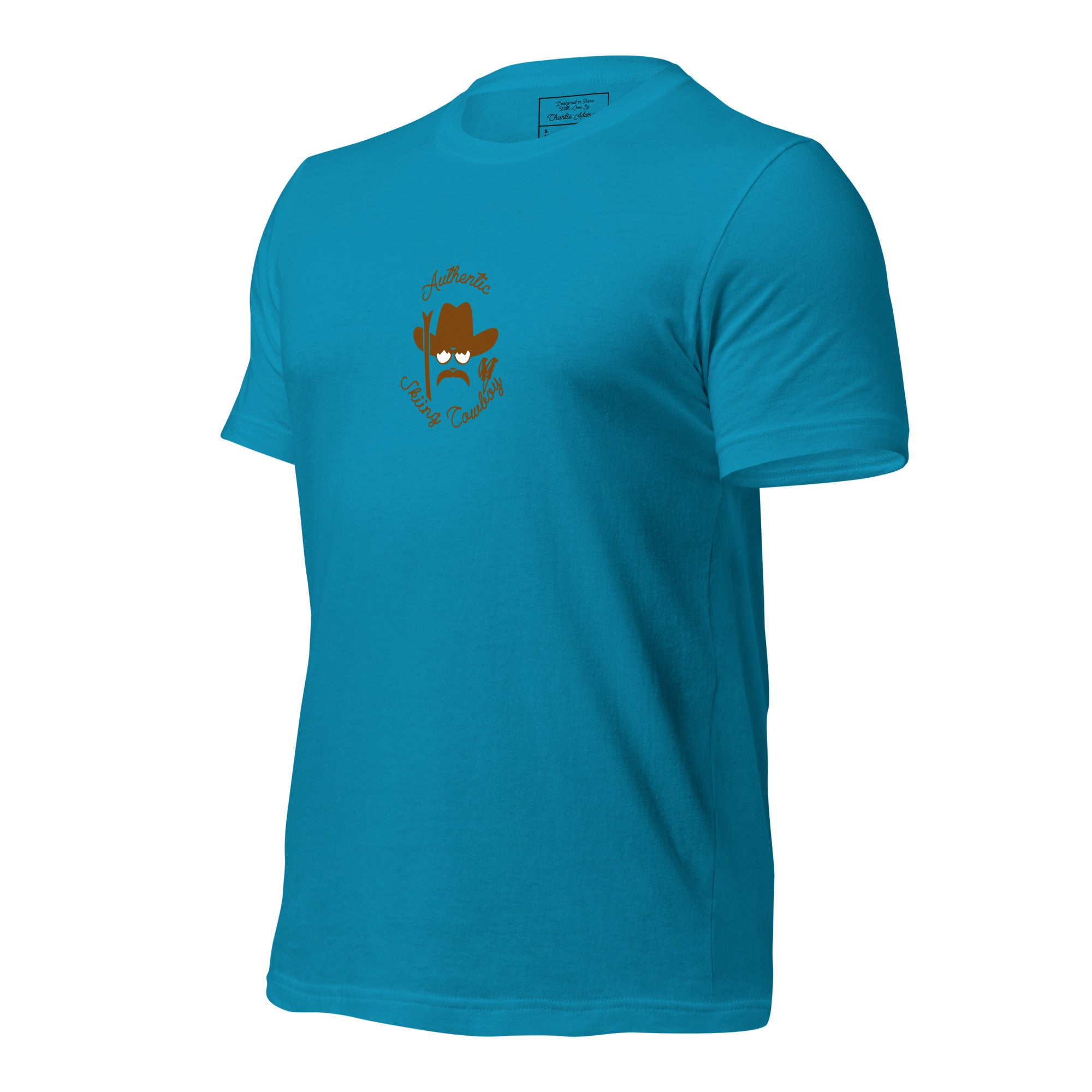 Unisex cotton t-shirt Authentic Skiing Cowboy on bright colors