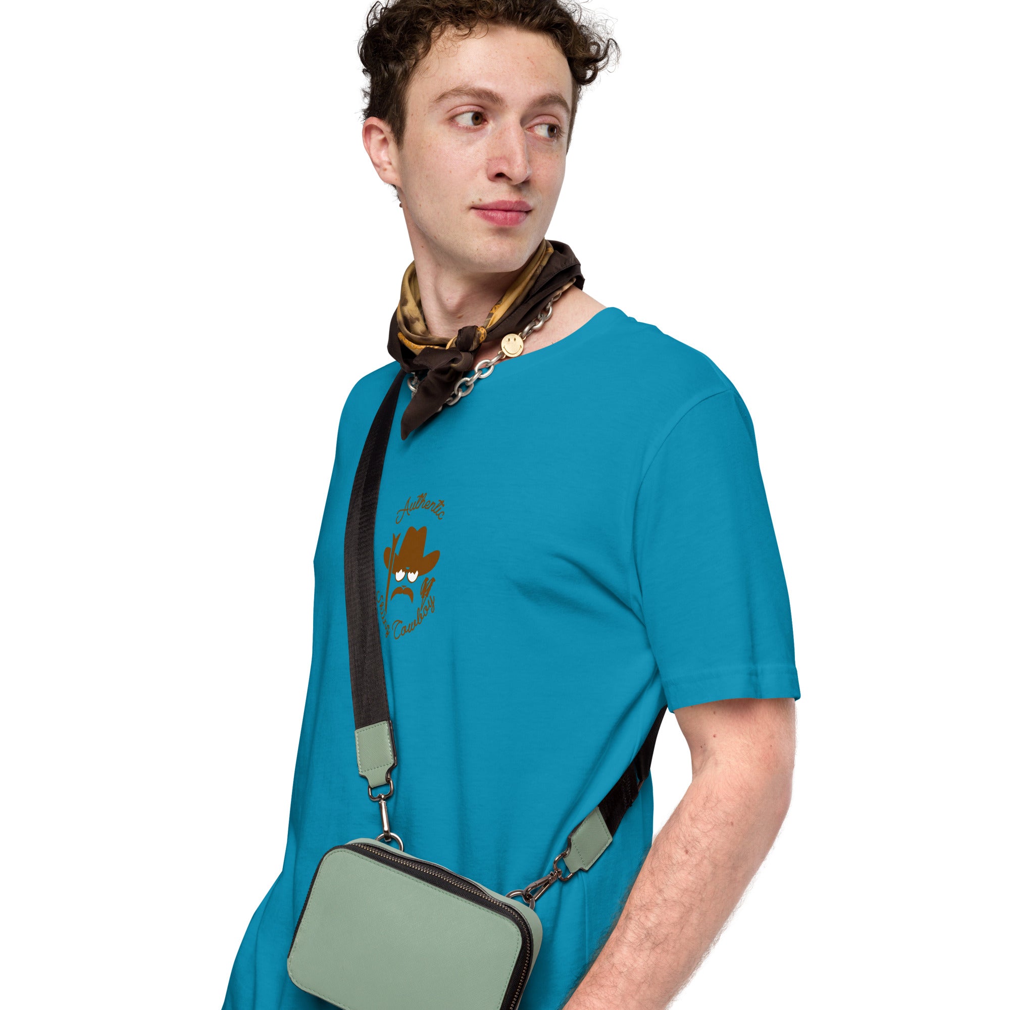 Unisex cotton t-shirt Authentic Skiing Cowboy on bright colors