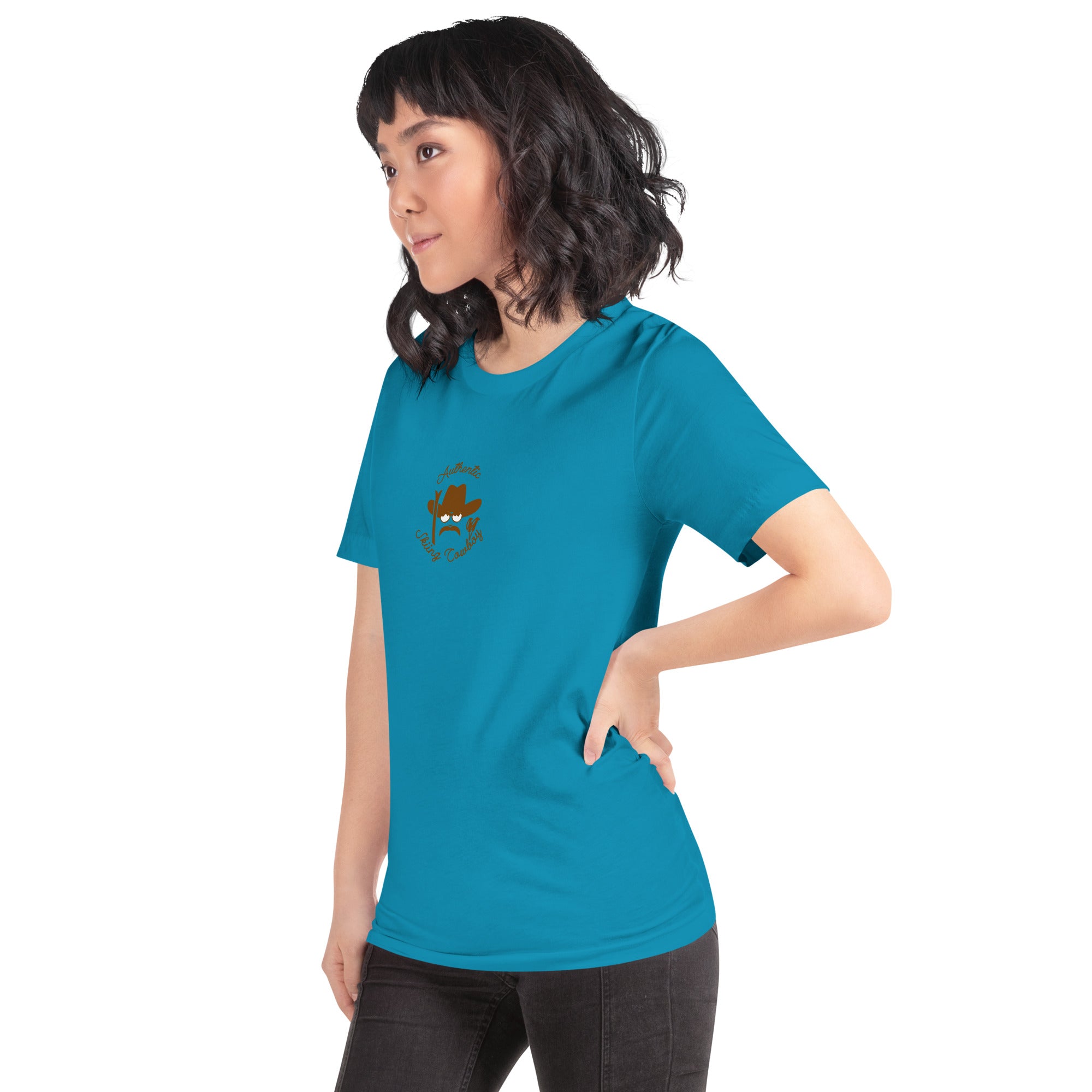 Unisex cotton t-shirt Authentic Skiing Cowboy on bright colors
