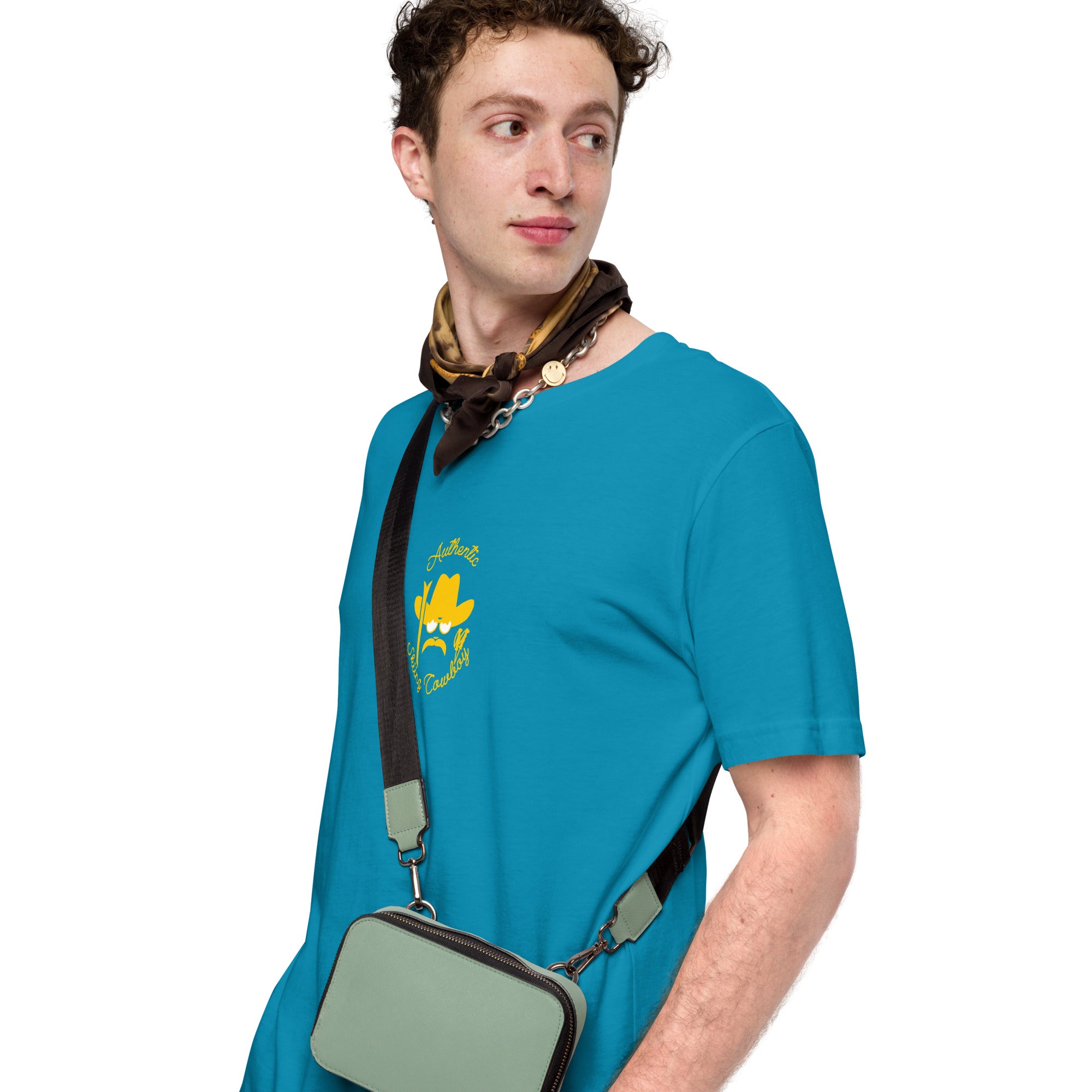 Unisex t-shirt Authentic Skiing Cowboy on bright colors