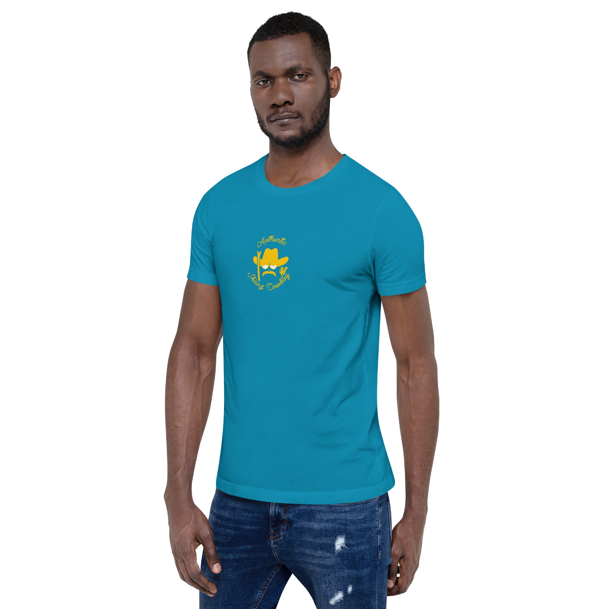 Unisex t-shirt Authentic Skiing Cowboy on bright colors