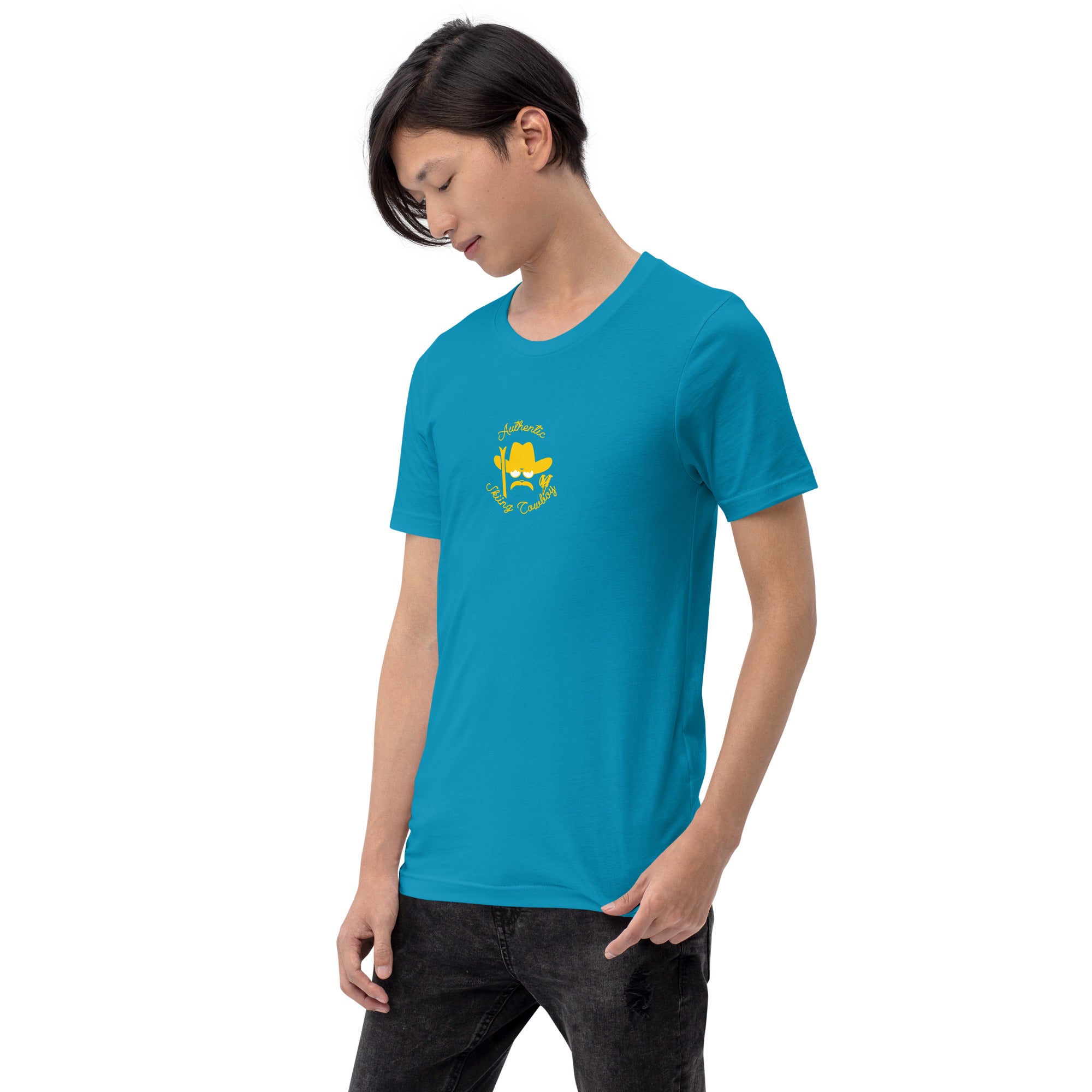 Unisex t-shirt Authentic Skiing Cowboy on bright colors