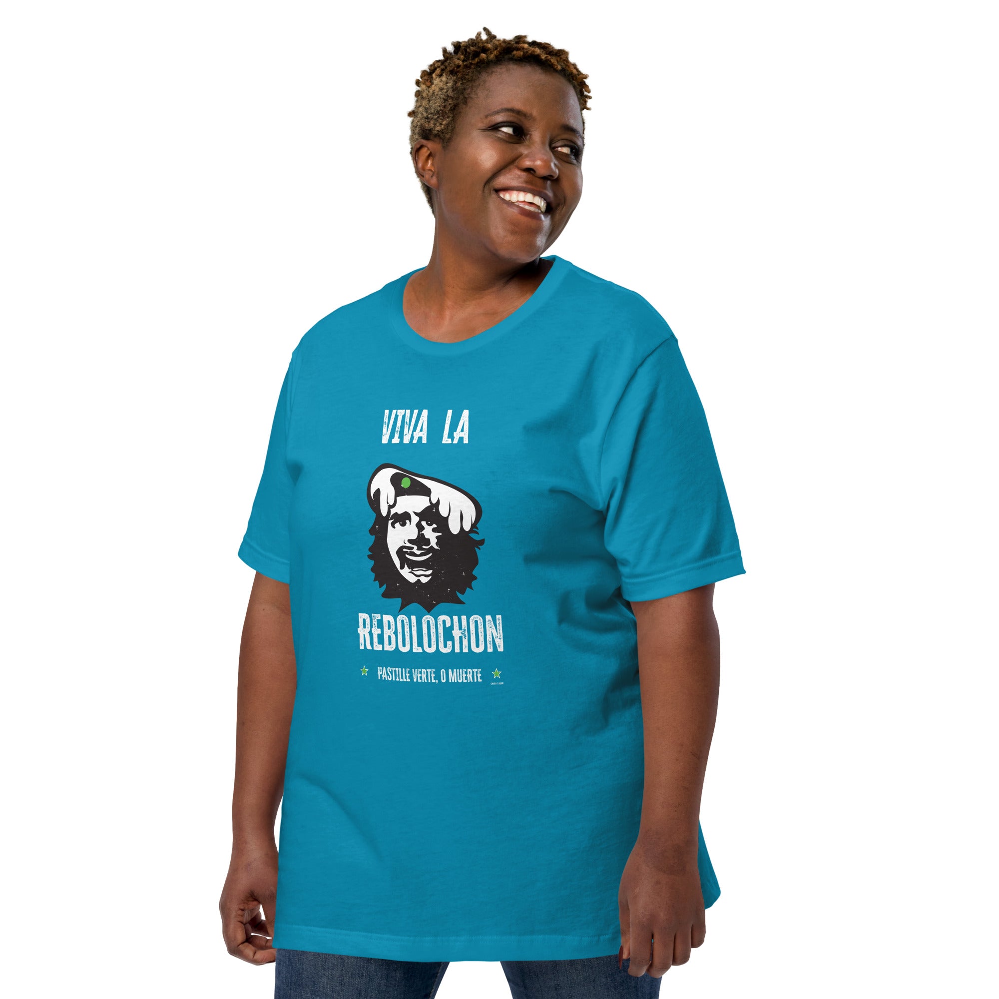 T-shirt en coton unisexe Viva la Rebolochon sur couleurs vives