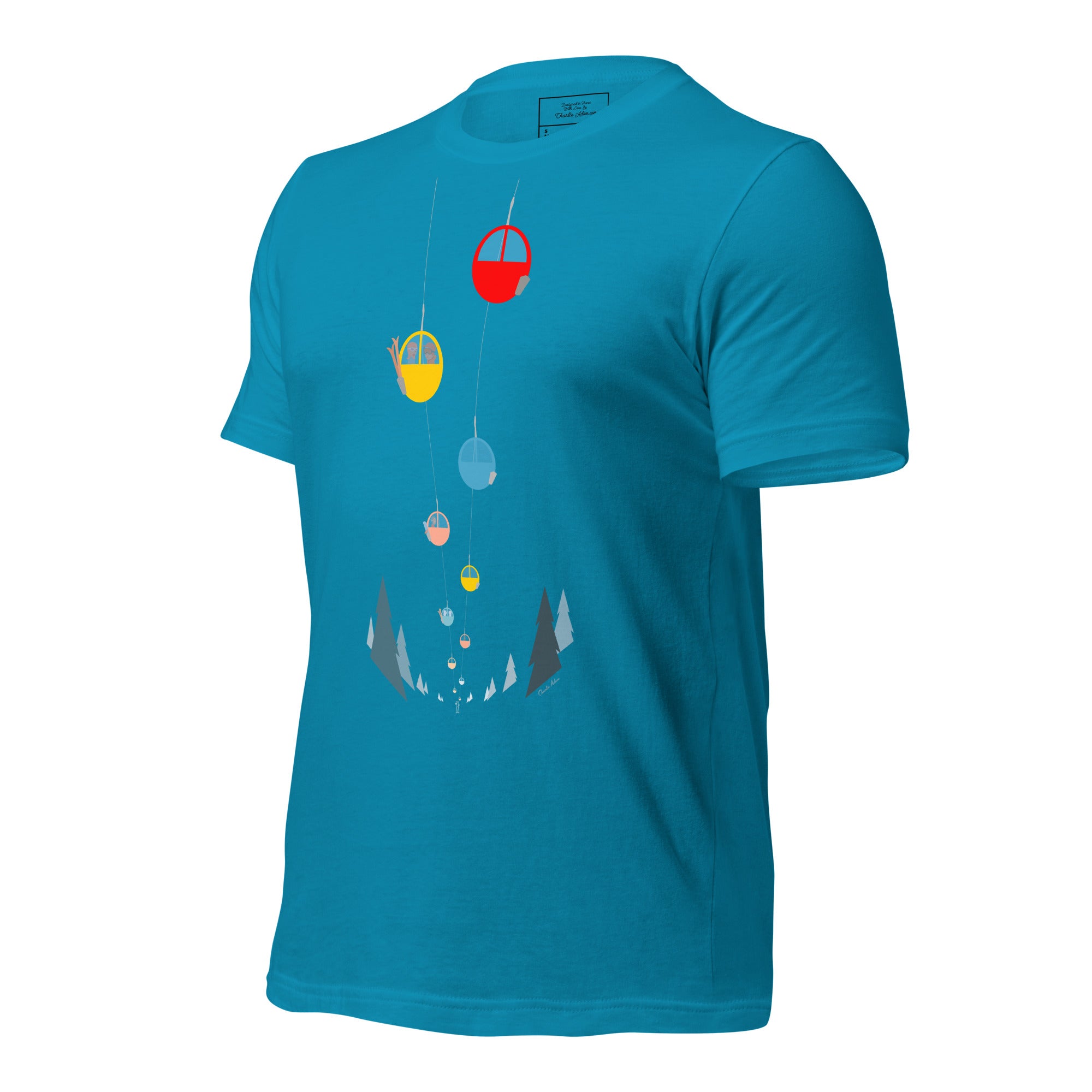 T-shirt en coton unisexe Gondolas in the mist sur couleurs vives
