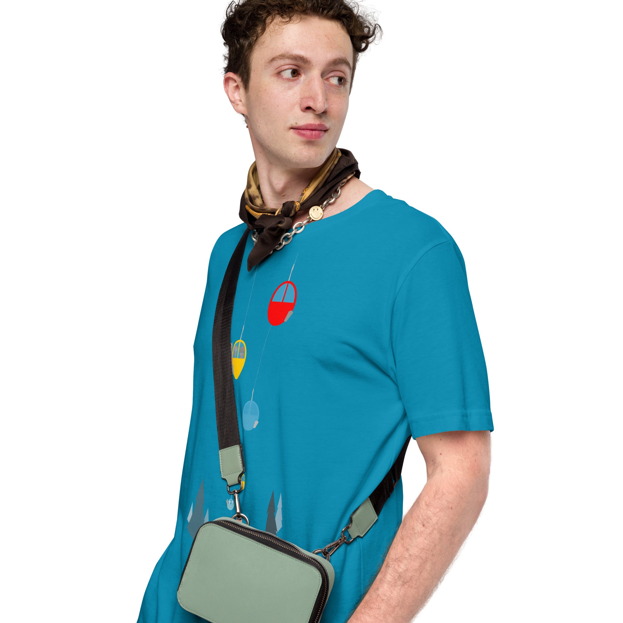 T-shirt en coton unisexe Gondolas in the mist sur couleurs vives