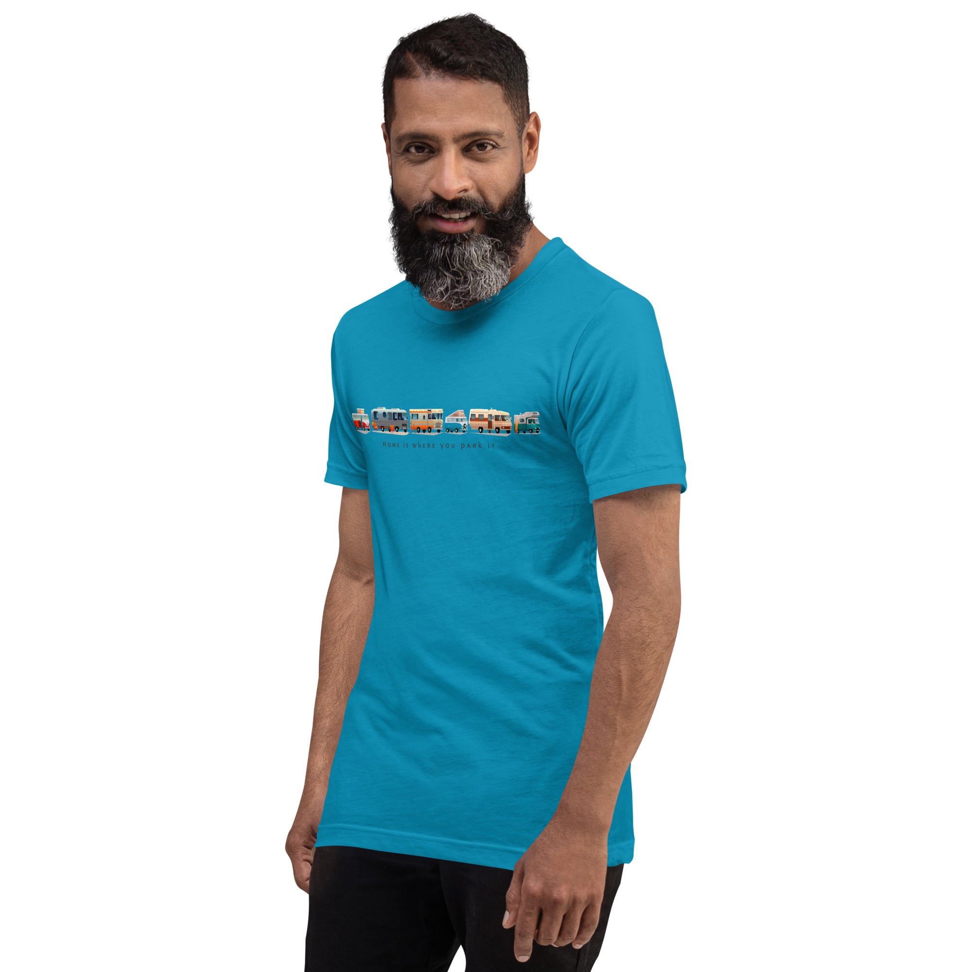 Unisex cotton t-shirt Vintage Campers on bright colors
