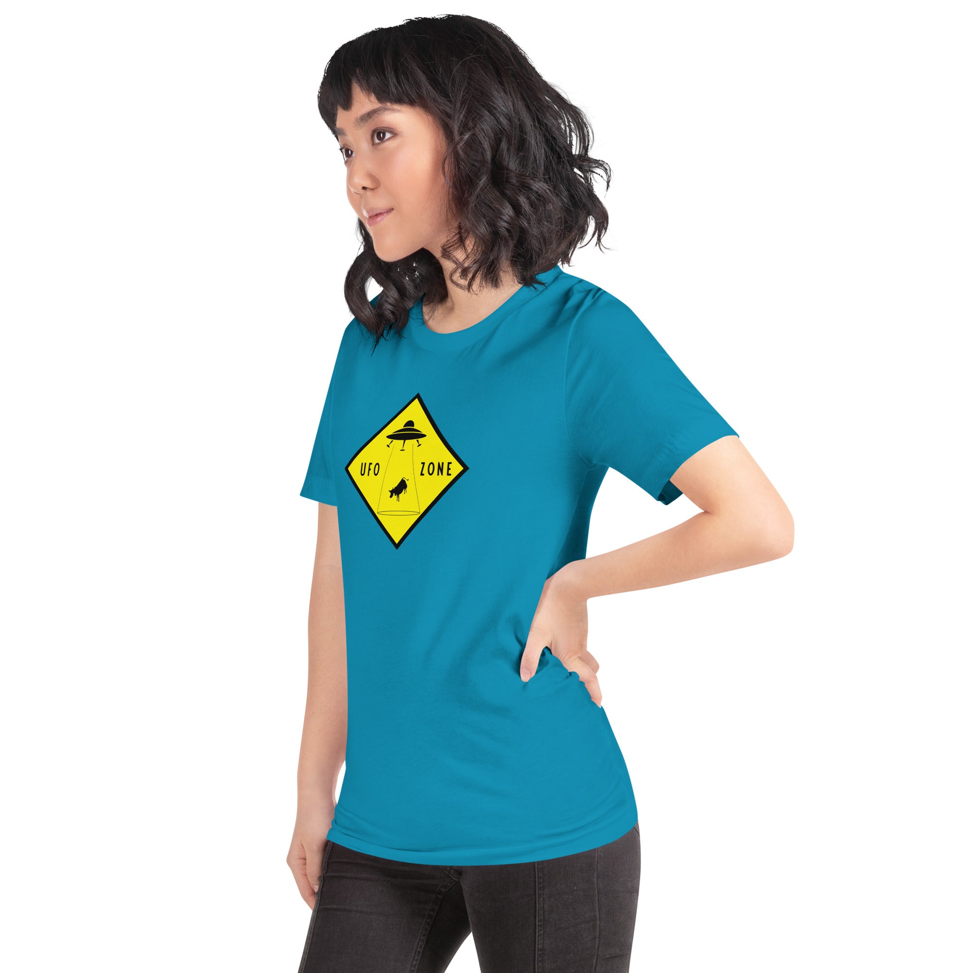 Unisex cotton t-shirt UFO Zone on bright colors