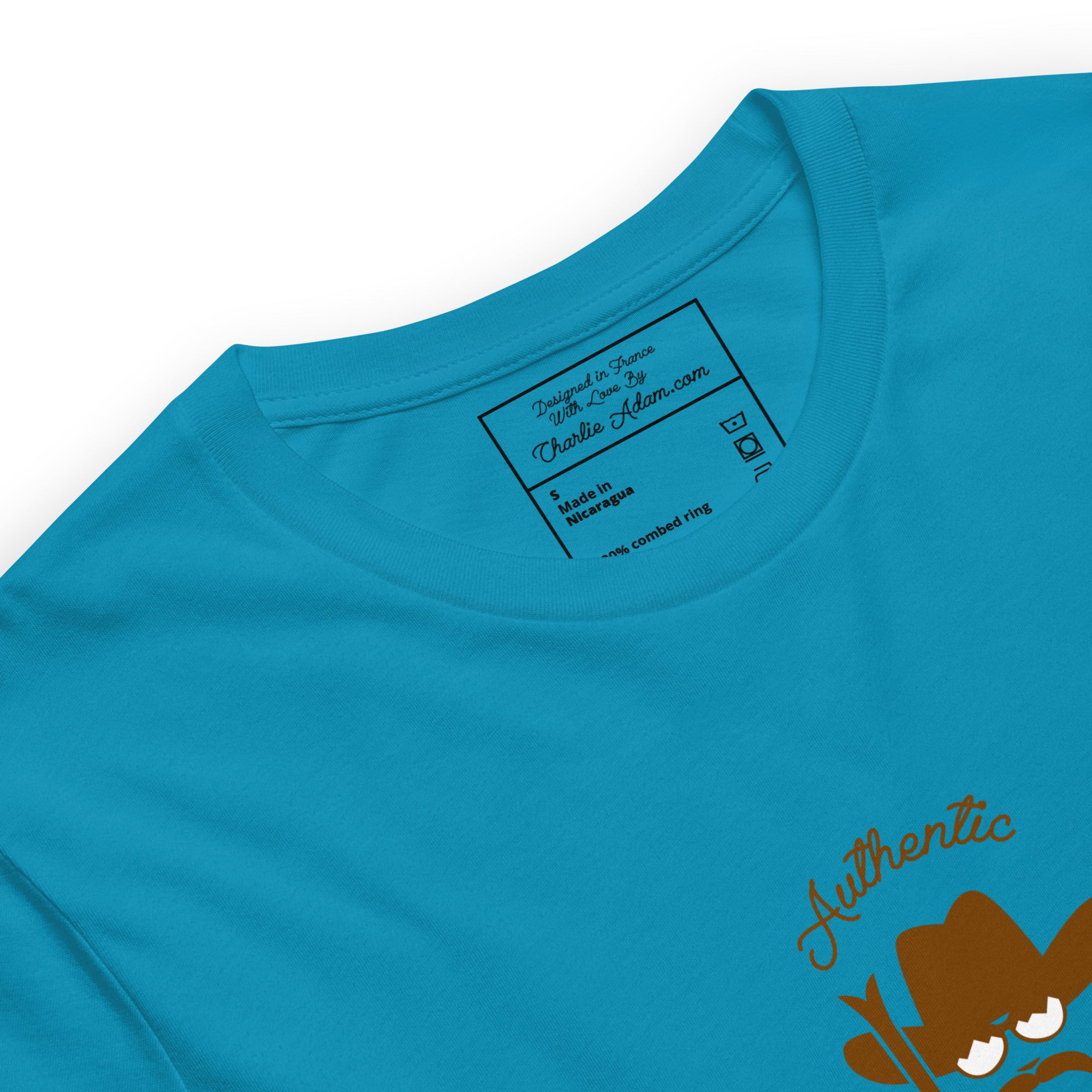 Unisex cotton t-shirt Authentic Skiing Cowboy on bright colors