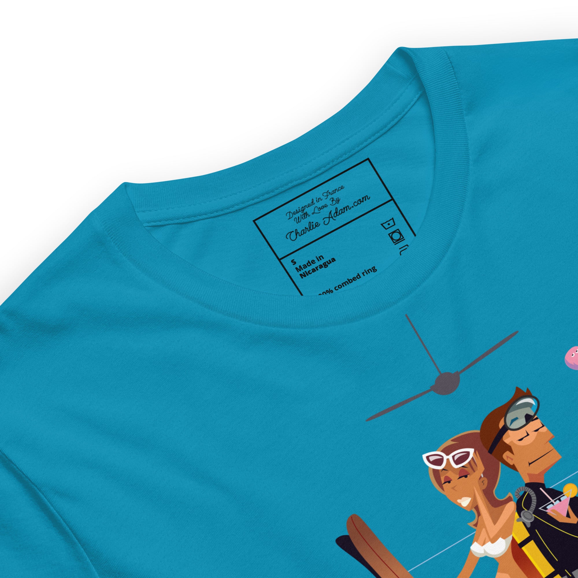 Unisex cotton t-shirt License to Chill Vamos a la Playa on bright colors