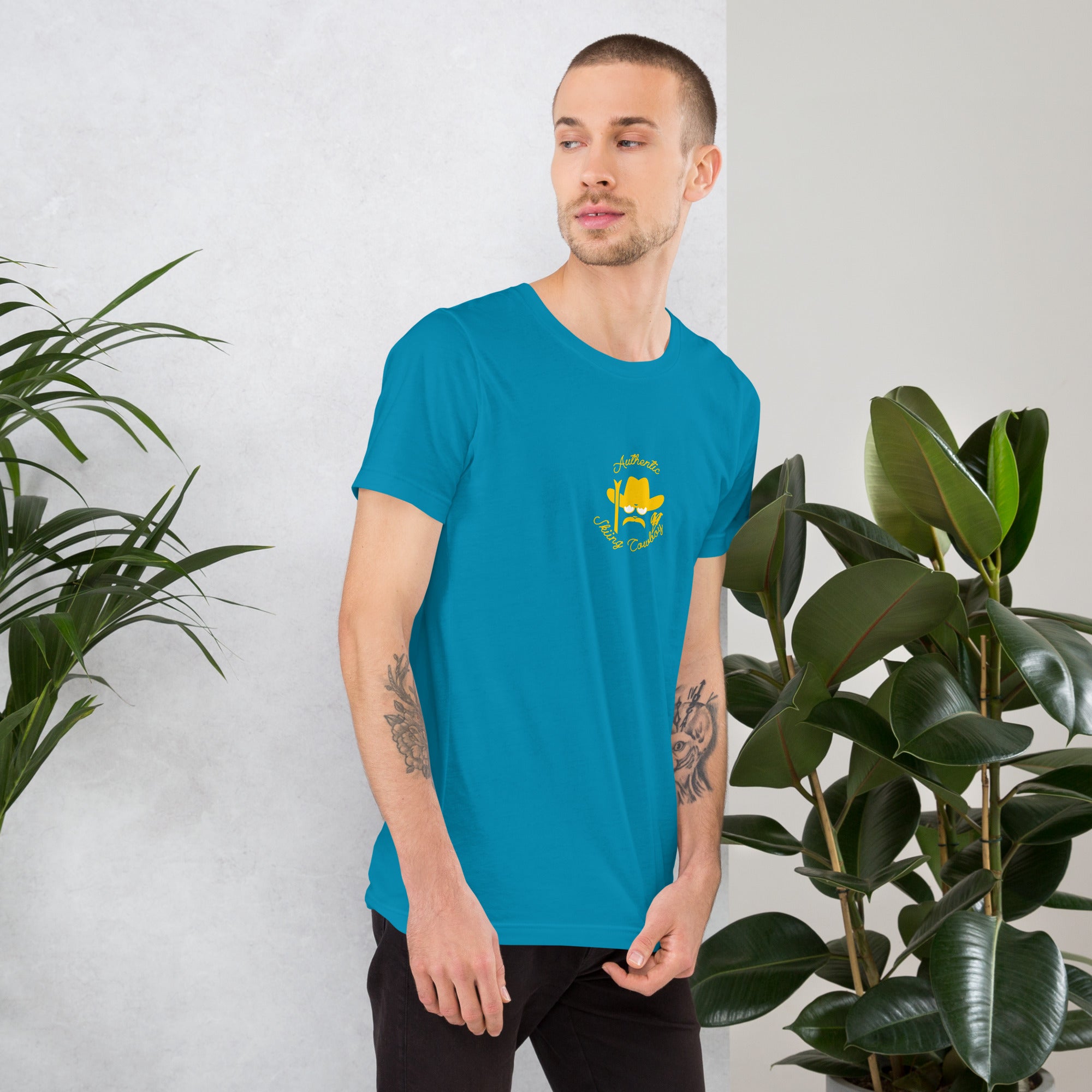 Unisex t-shirt Authentic Skiing Cowboy on bright colors