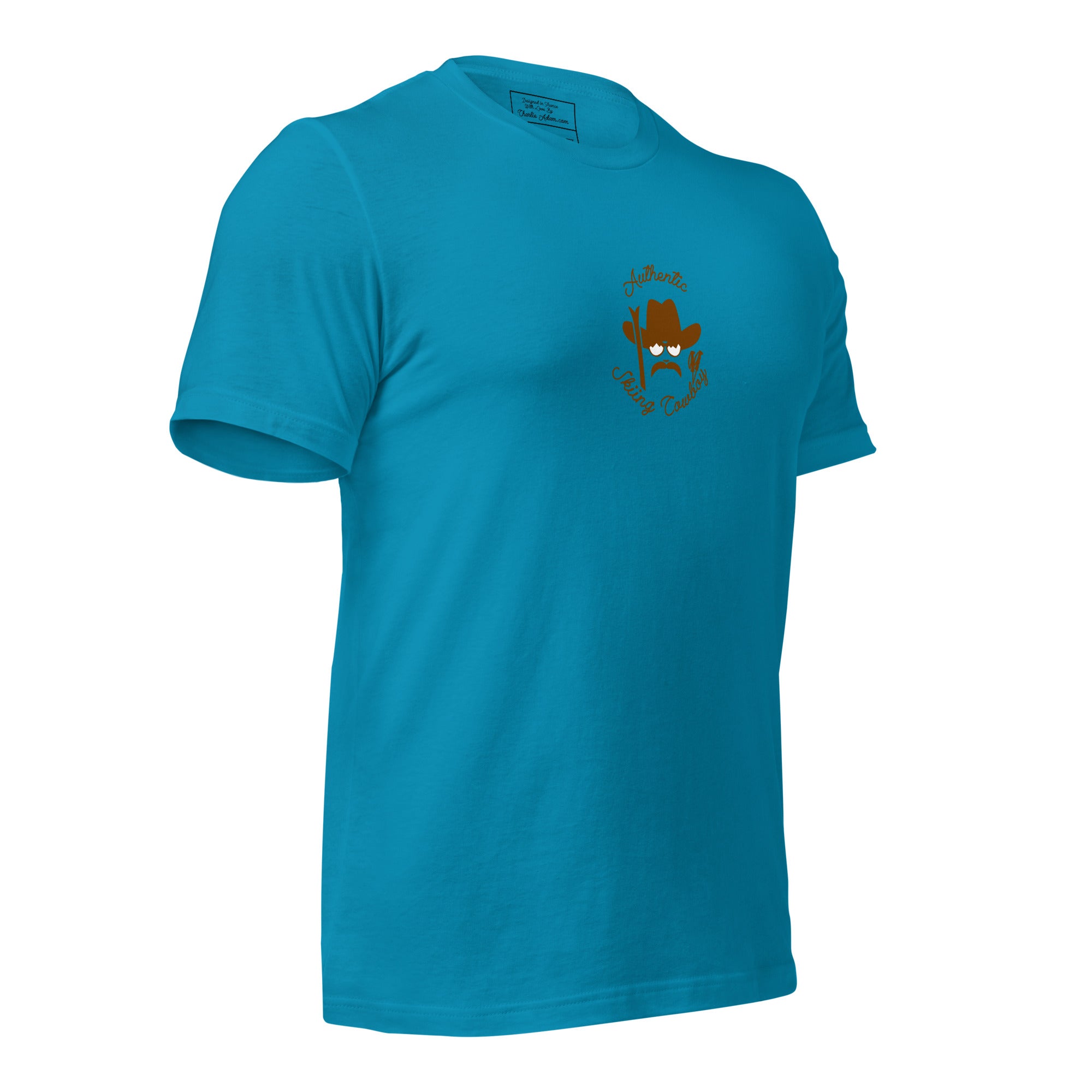 Unisex cotton t-shirt Authentic Skiing Cowboy on bright colors