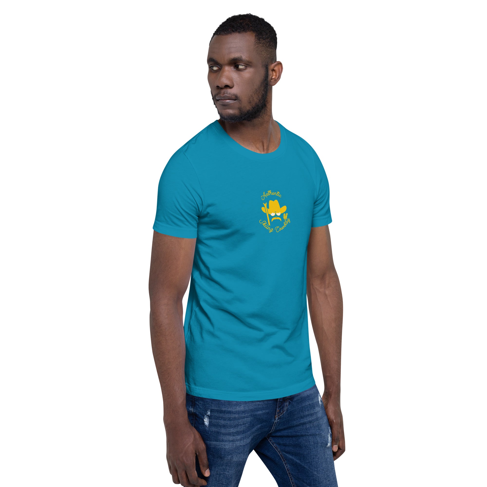 Unisex t-shirt Authentic Skiing Cowboy on bright colors